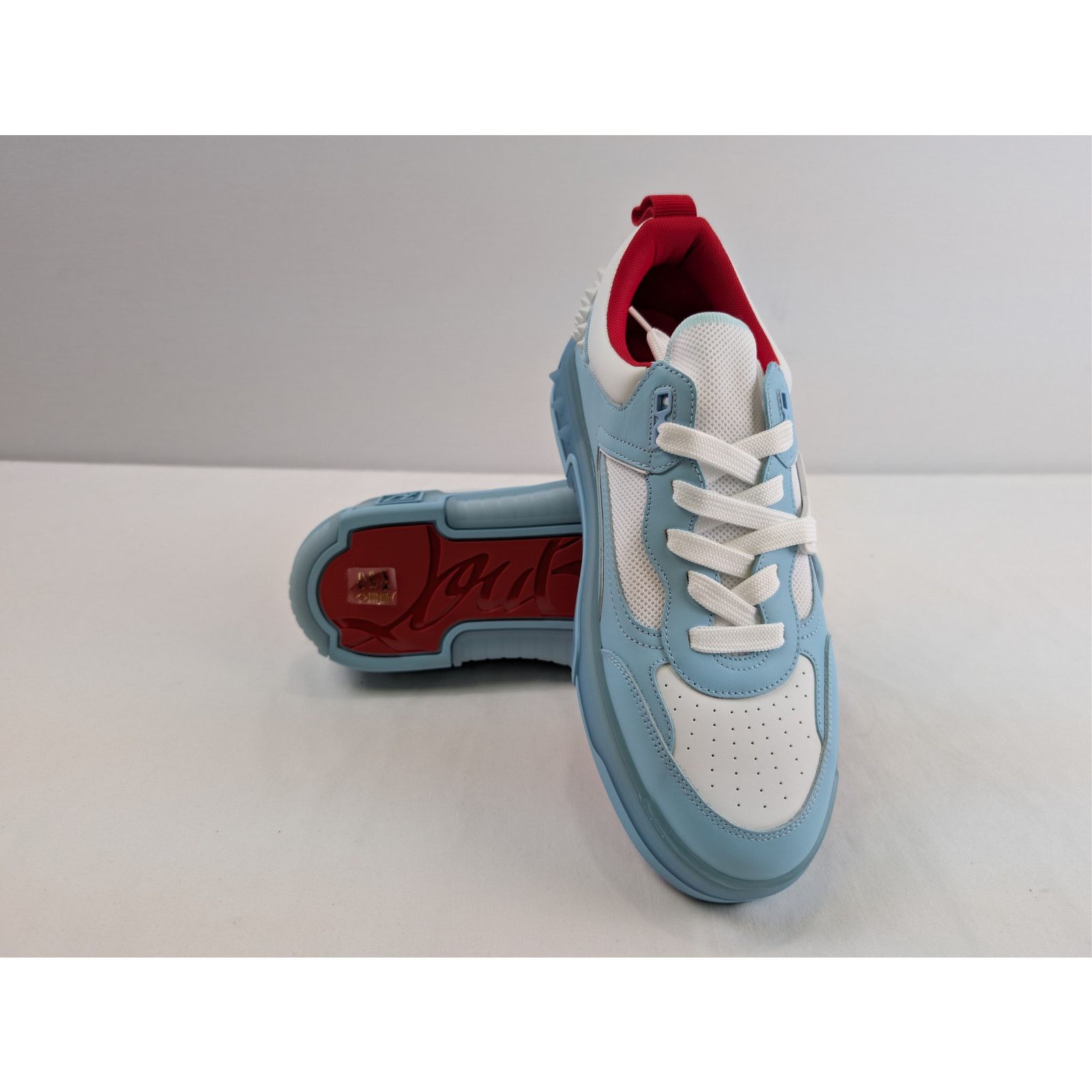 Christian Louboutin o1rshd1 Astroloubi low-top sneaker in light blue and white Size US 12 / EU 45 - 14 Thumbnail