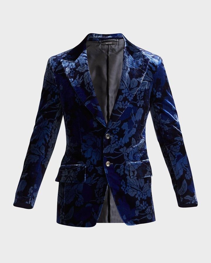 Tom Ford $6.5K VALUE Oriental Floral Velvet Dinner Jacket Blazer Size 48R - 1 Thumbnail