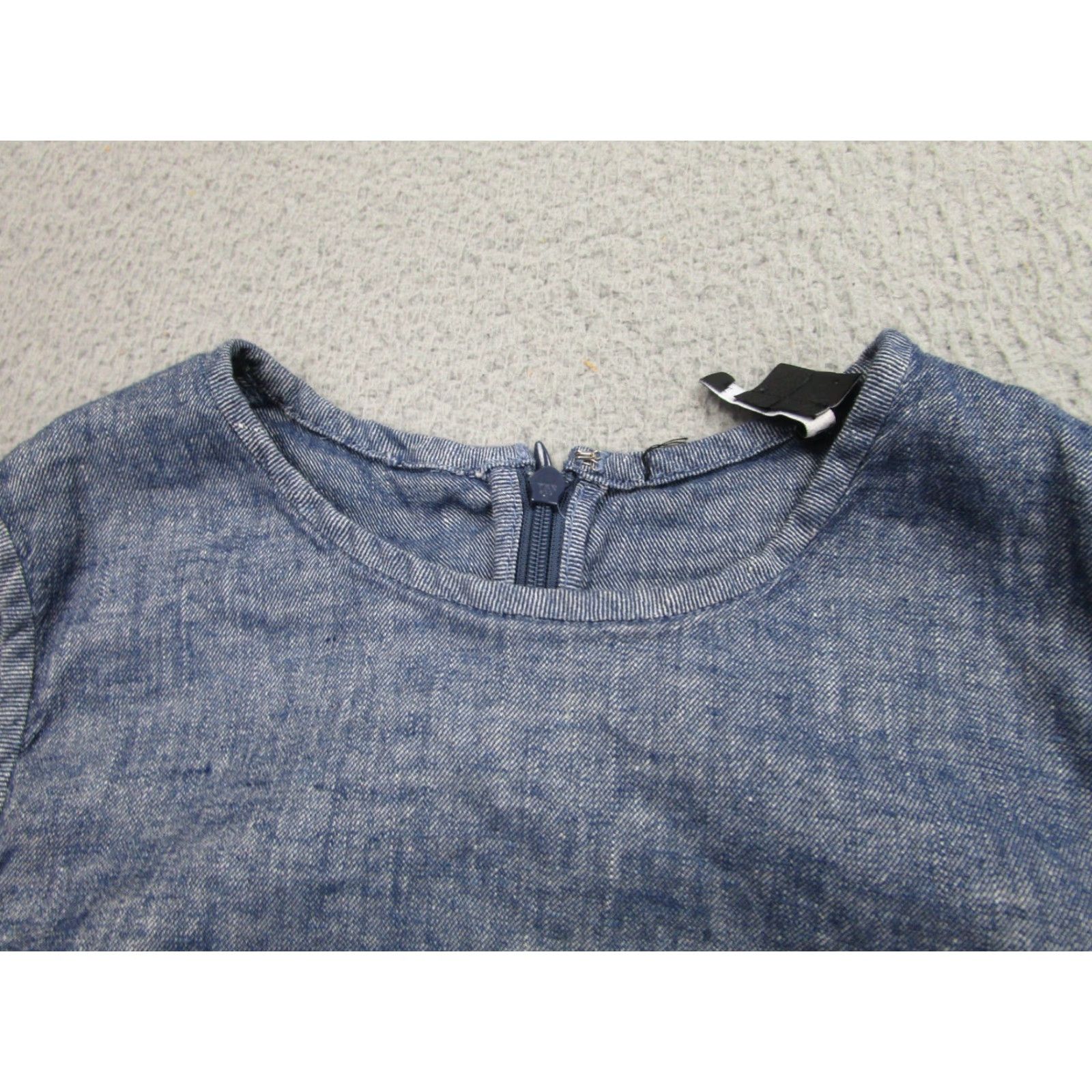 Theory Theory Dress Womens 0 Blue Linen Sleeveless Mini Shift T-Shirt Dress Short Blue 0 Women Size XS / US 0-2 / IT 36-38 - 3 Thumbnail