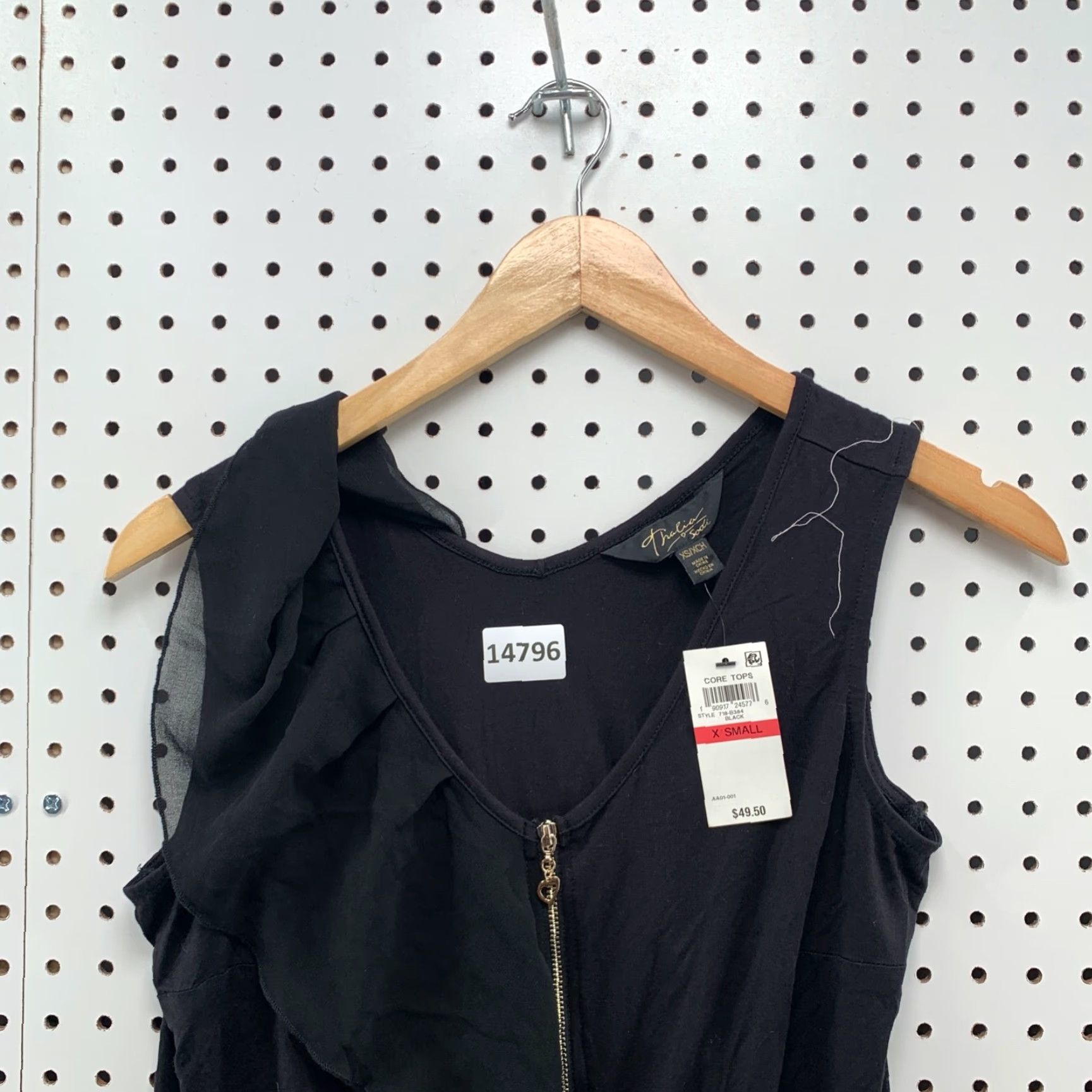 Vintage NEW Thalia Sodi Blouse Womens Sleeveless Front Zipper XS Black Fashion Core Size XS / US 0-2 / IT 36-38 - 4 Thumbnail