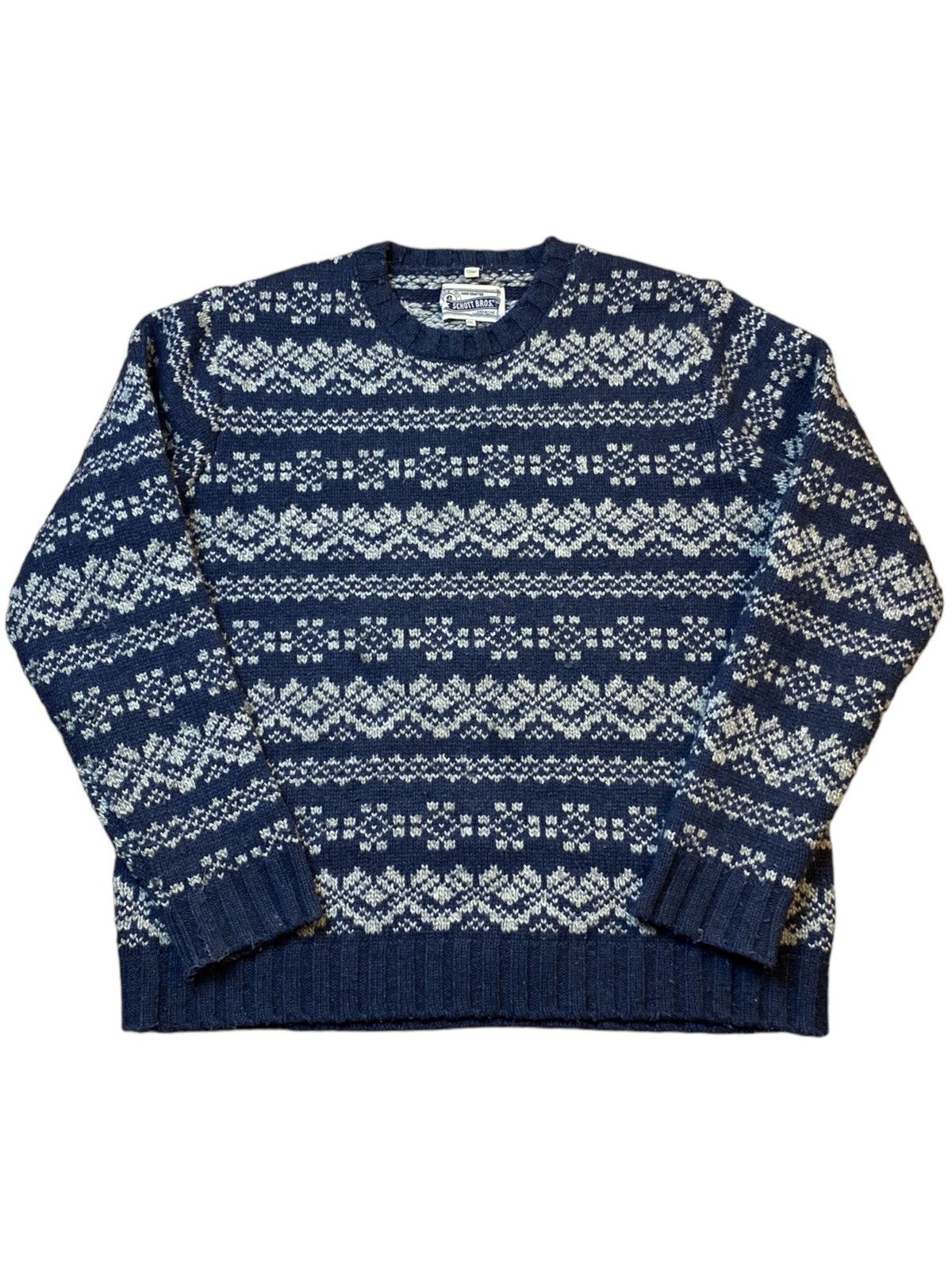 Schott Schott NYC Fair Isle Snowflake Style Wool Blend Knit Sweater Size US XXL / EU 58 / 5 - 1 Thumbnail