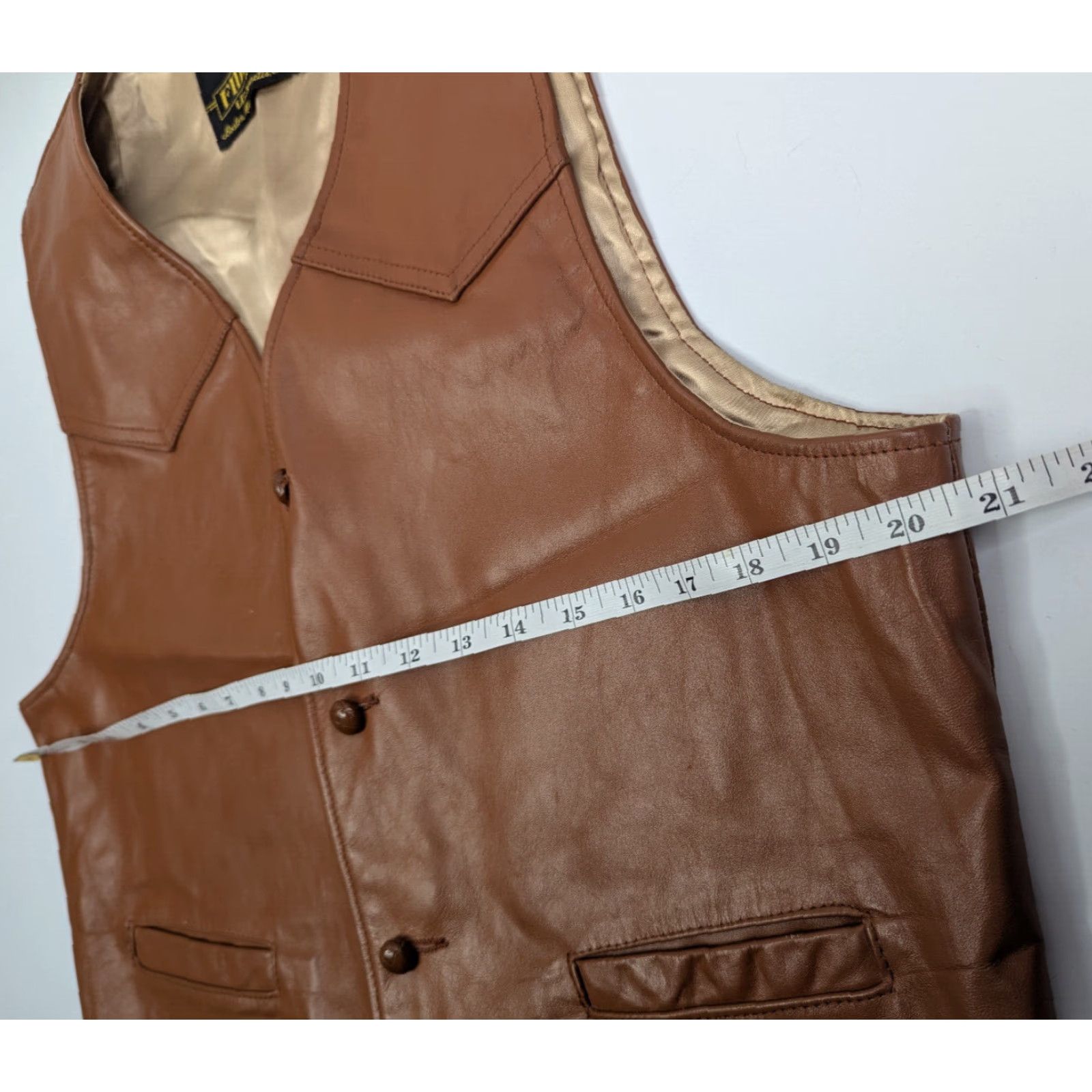 Vintage VINTAGE Fidelity Leathers Vest Western Leather Vest Sz Large Men's Leather Vest Brown Western Cowboy Lined Size US L / EU 52-54 / 3 - 5 Thumbnail