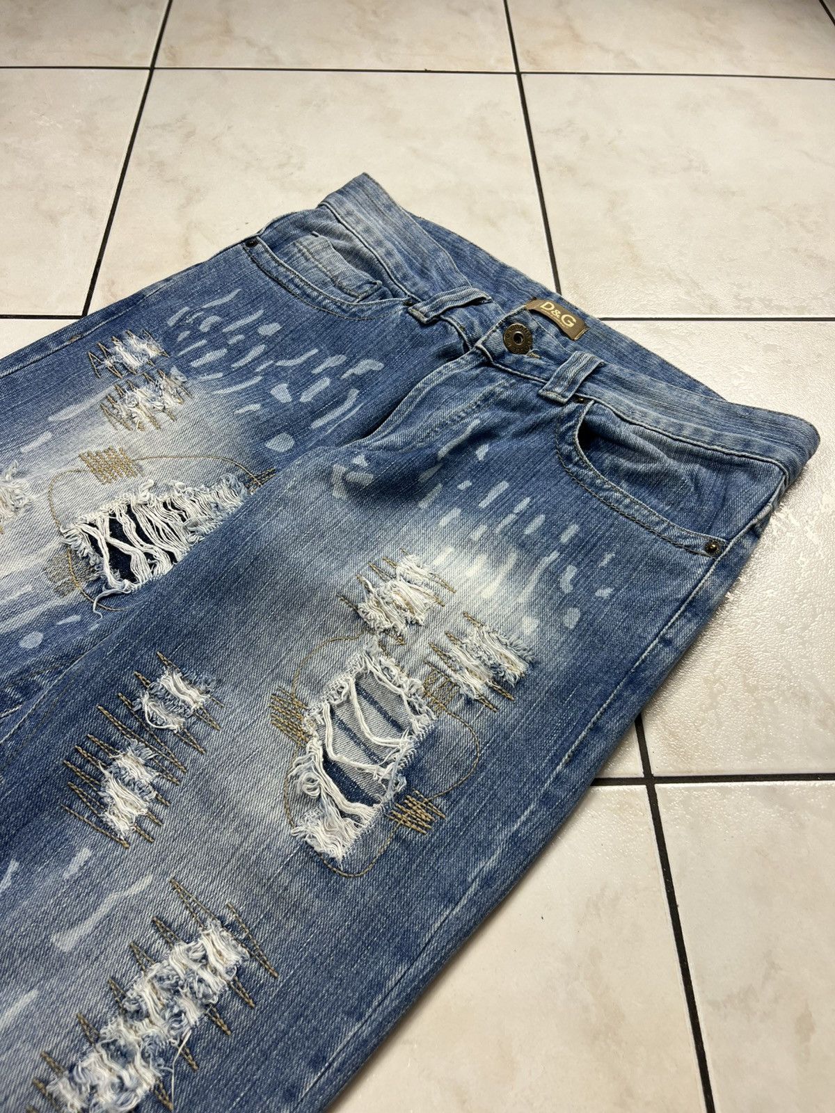 Dolce & Gabbana Vintage Dolce & Gabbana distressed denim y2k painted jeans Size US 31 - 8 Thumbnail