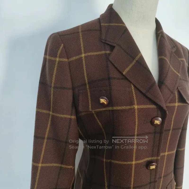 Burberry Burberry Coffee Check Wool Long Sleeve Cardigan. Size M / US 6-8 / IT 42-44 - 4 Thumbnail