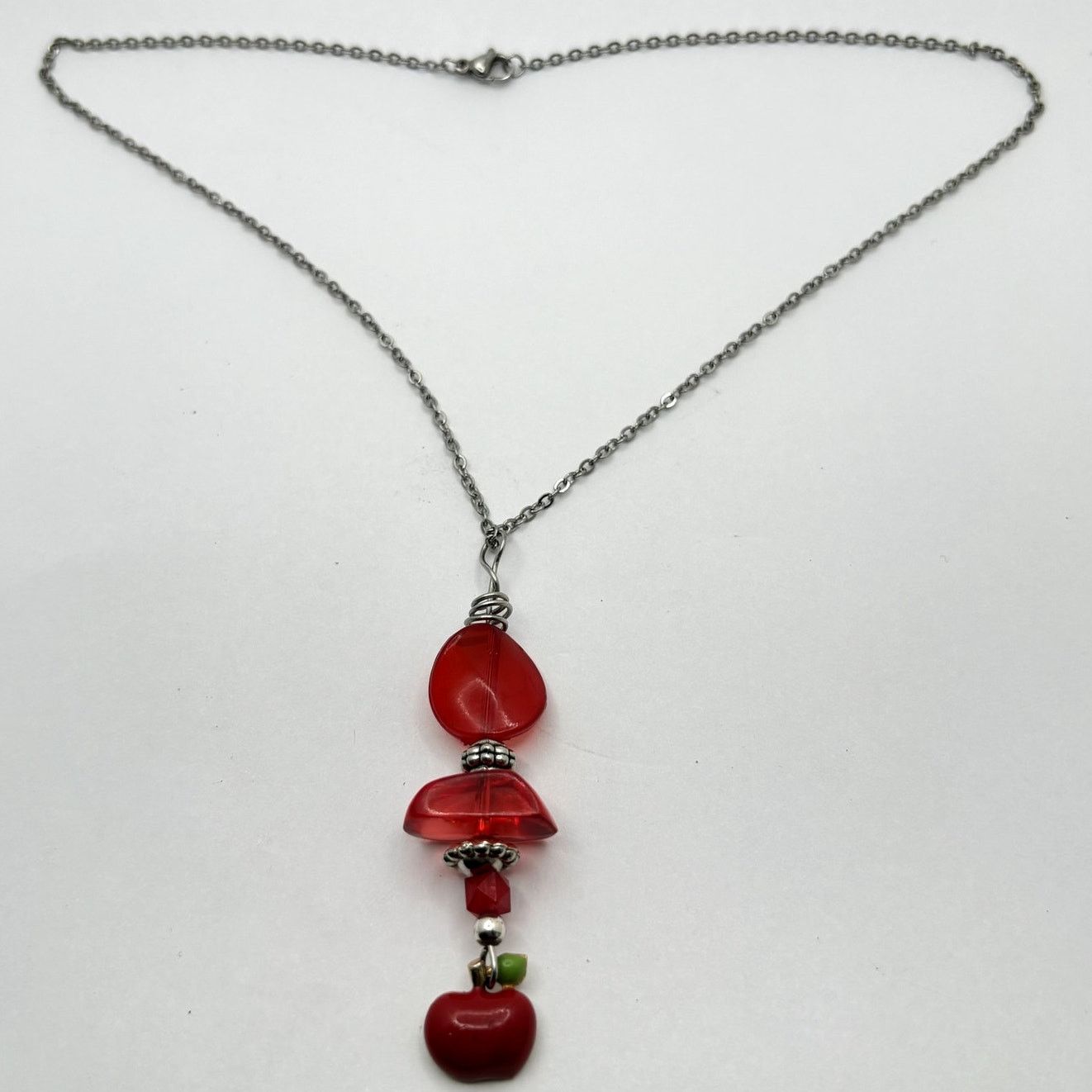 Other Silver & Red Apple Necklace Size ONE SIZE - 3 Thumbnail