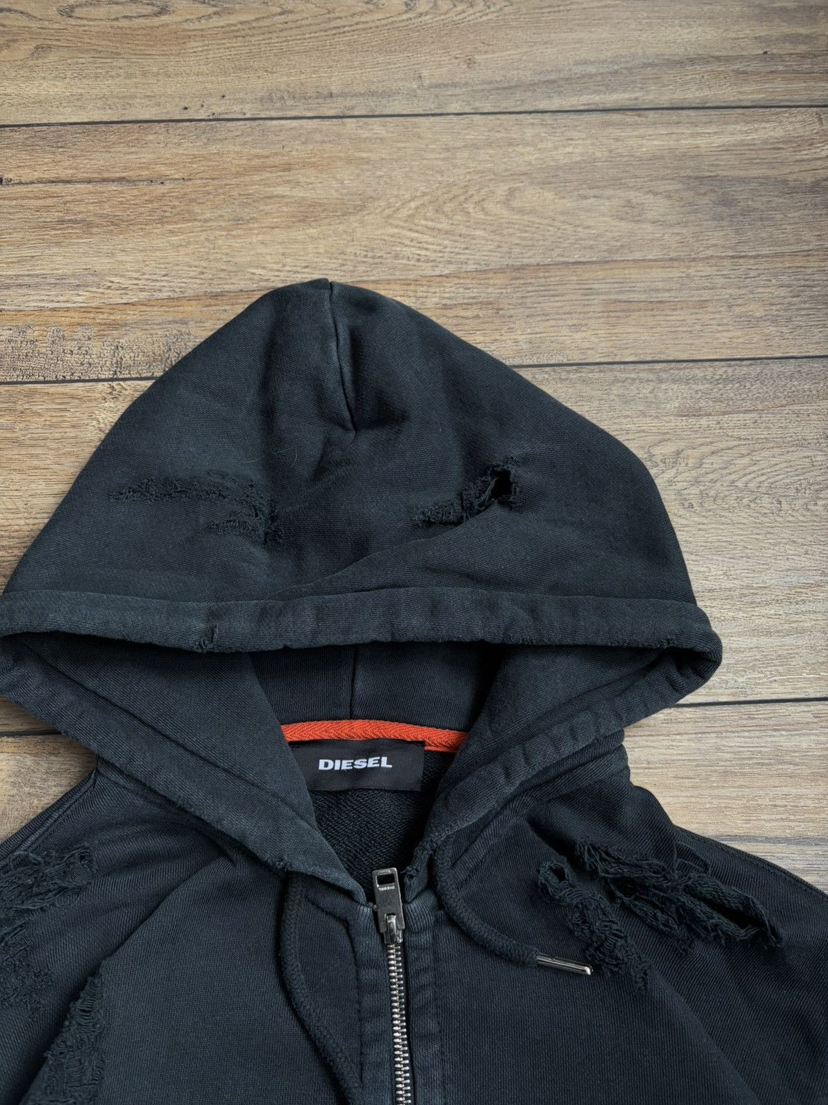 Diesel Rare Diesel Destroyed Zip Graphite Hoodie Streetwear Size US L / EU 52-54 / 3 - 6 Thumbnail