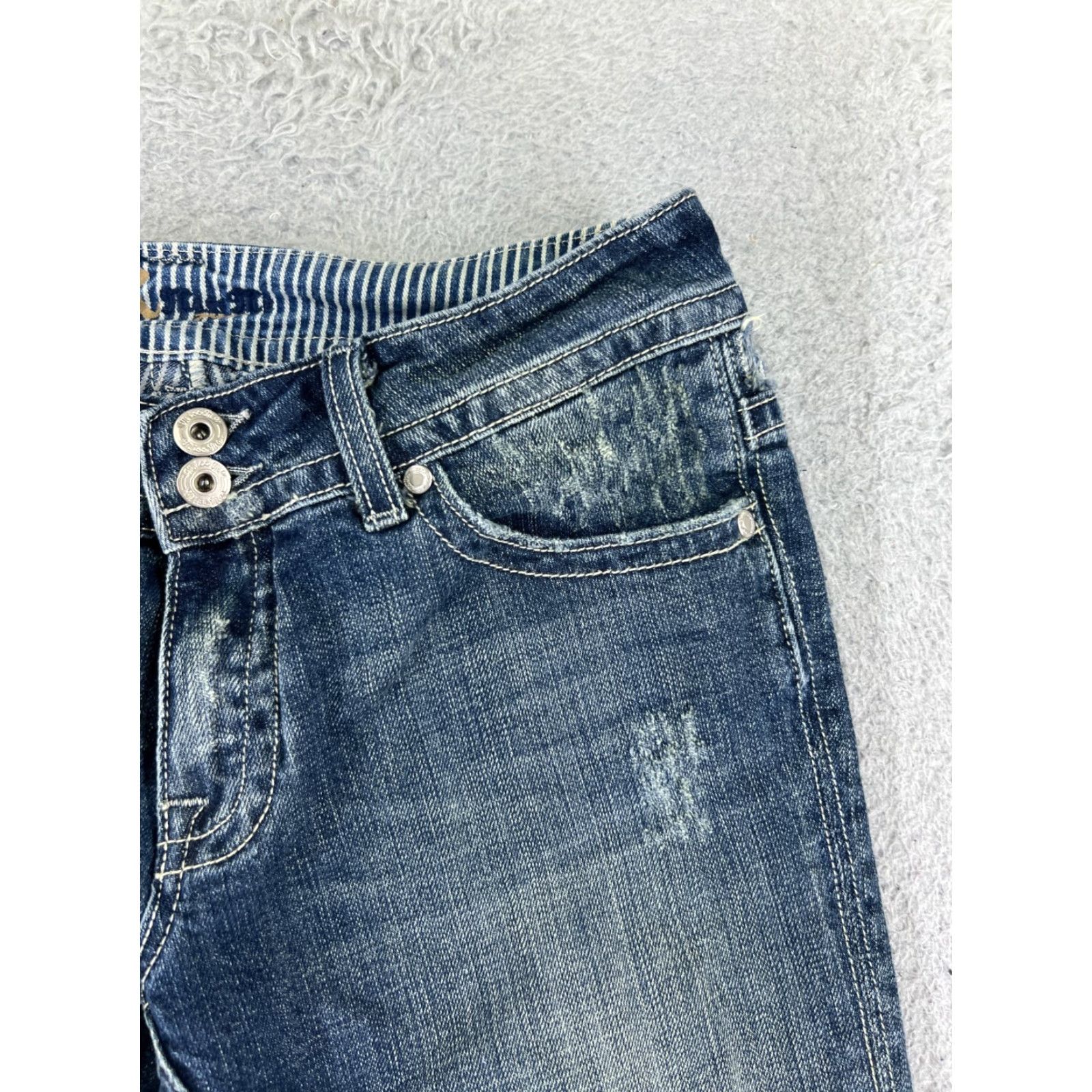 Miss Me Miss Me Denim Shorts Womens 29 Blue Cut-Off Distressed Embellished 12 Inseam Regular Fit Size 29" - 5 Thumbnail