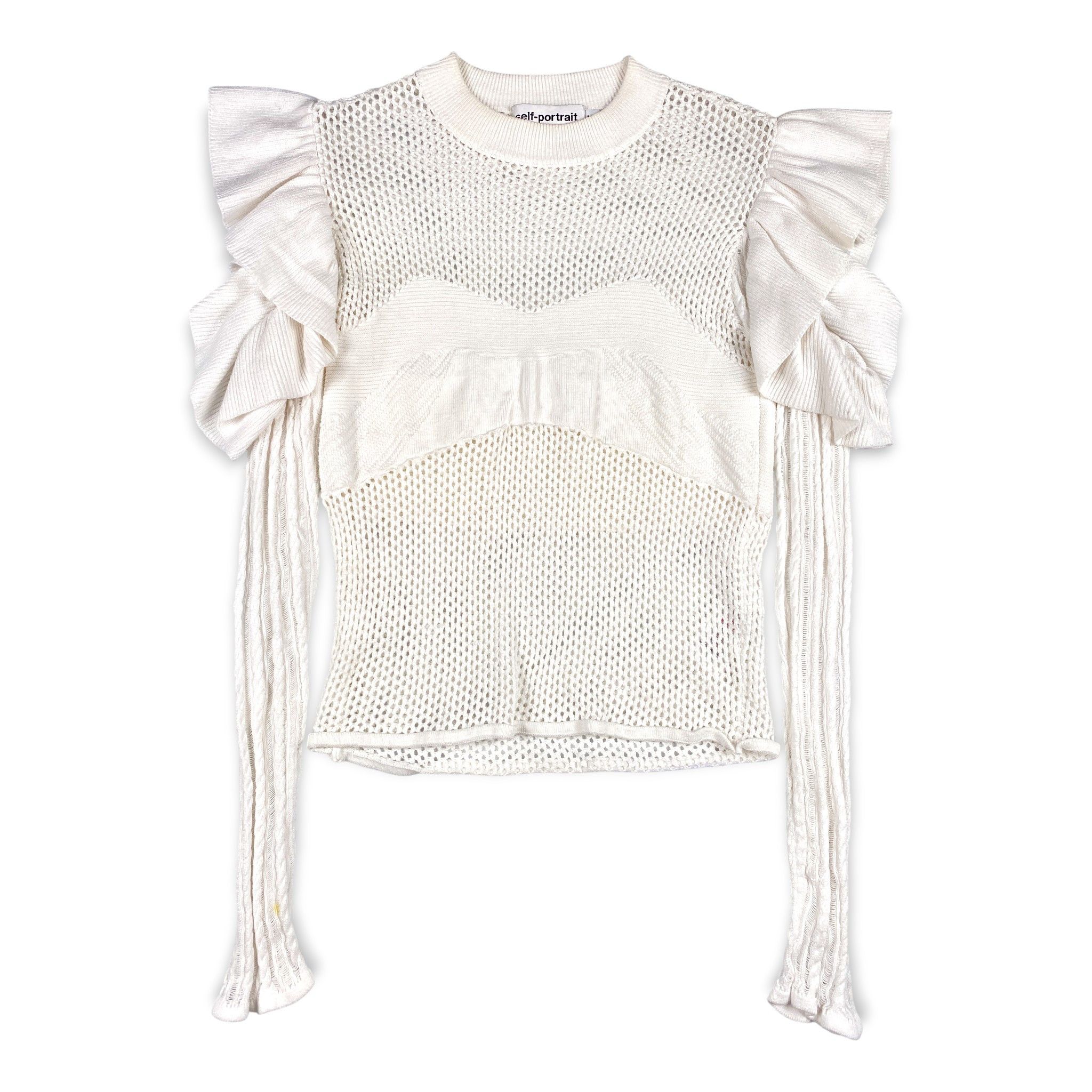 Self-Portrait Frill Cold Shoulder Knit Top Size M / US 6-8 / IT 42-44 - 1 Thumbnail