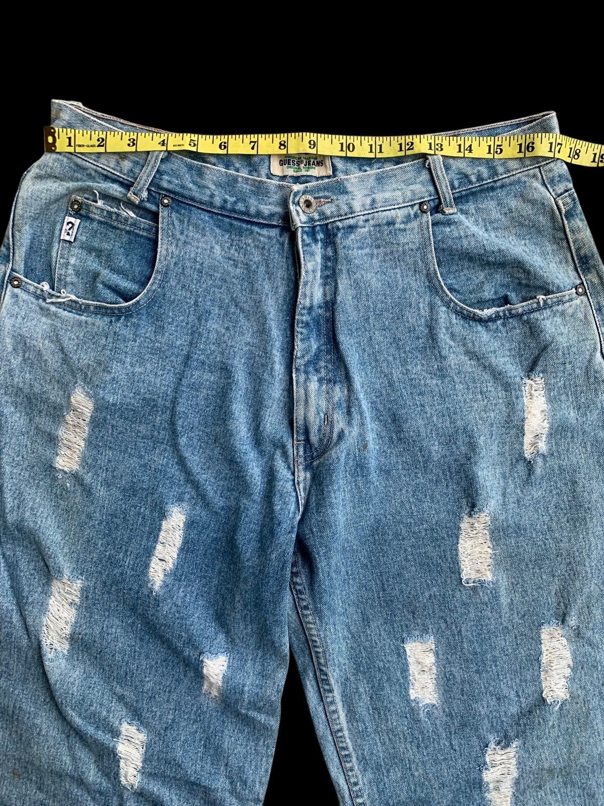 Guess × Japanese Brand × Vintage American Guess Light Blue Baggy Distressed Jeans Size US 34 / EU 50 - 22 Thumbnail