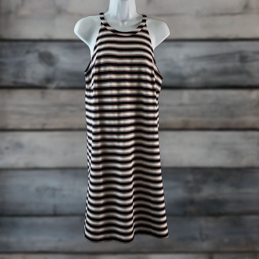 Ann Taylor Ann Taylor Dress Womens Sz 8 Pink Blue Striped Sleeveless Rayon Blend Size M / US 6-8 / IT 42-44 - 1 Thumbnail