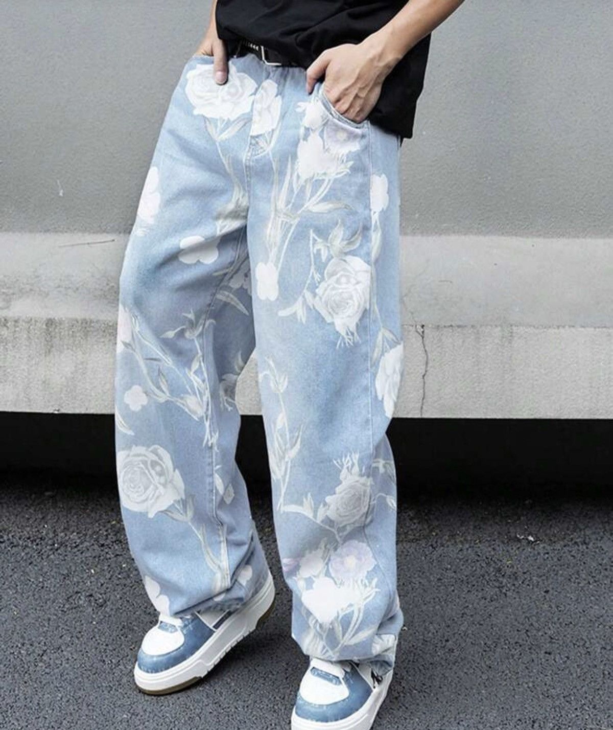 Japanese Brand Mibuki x Hiro Loose Wide Leg Floral Print Jeans Design Pants Size US 30 / EU 46 - 6 Thumbnail
