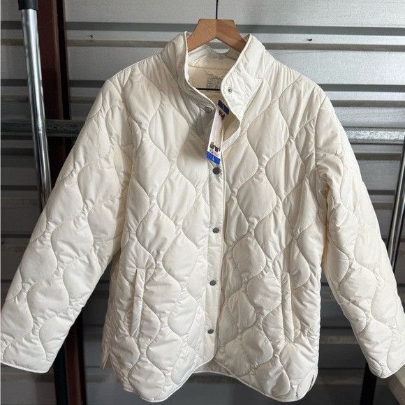 Designer NWT 32 Degrees Women's Cream Quilted Puffer Jacket Size L / US 10 / IT 46 - 1 Thumbnail