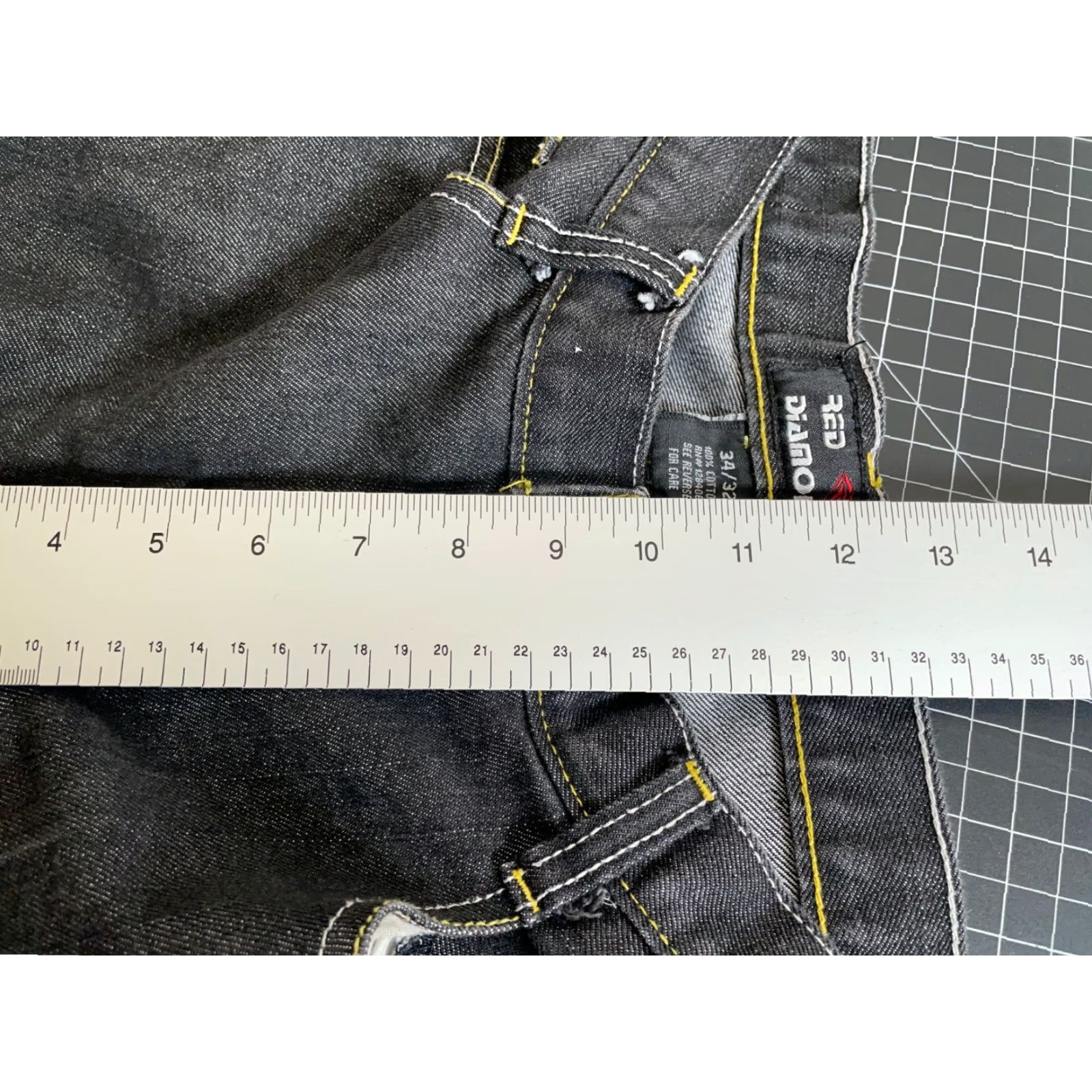Denime VINTAGE Red Diamond Men's Jeans 32 x 30 Low Rise Straight Leg Denim 90s Y2K Hip Hop Retro Size US 32 / EU 48 - 7 Thumbnail