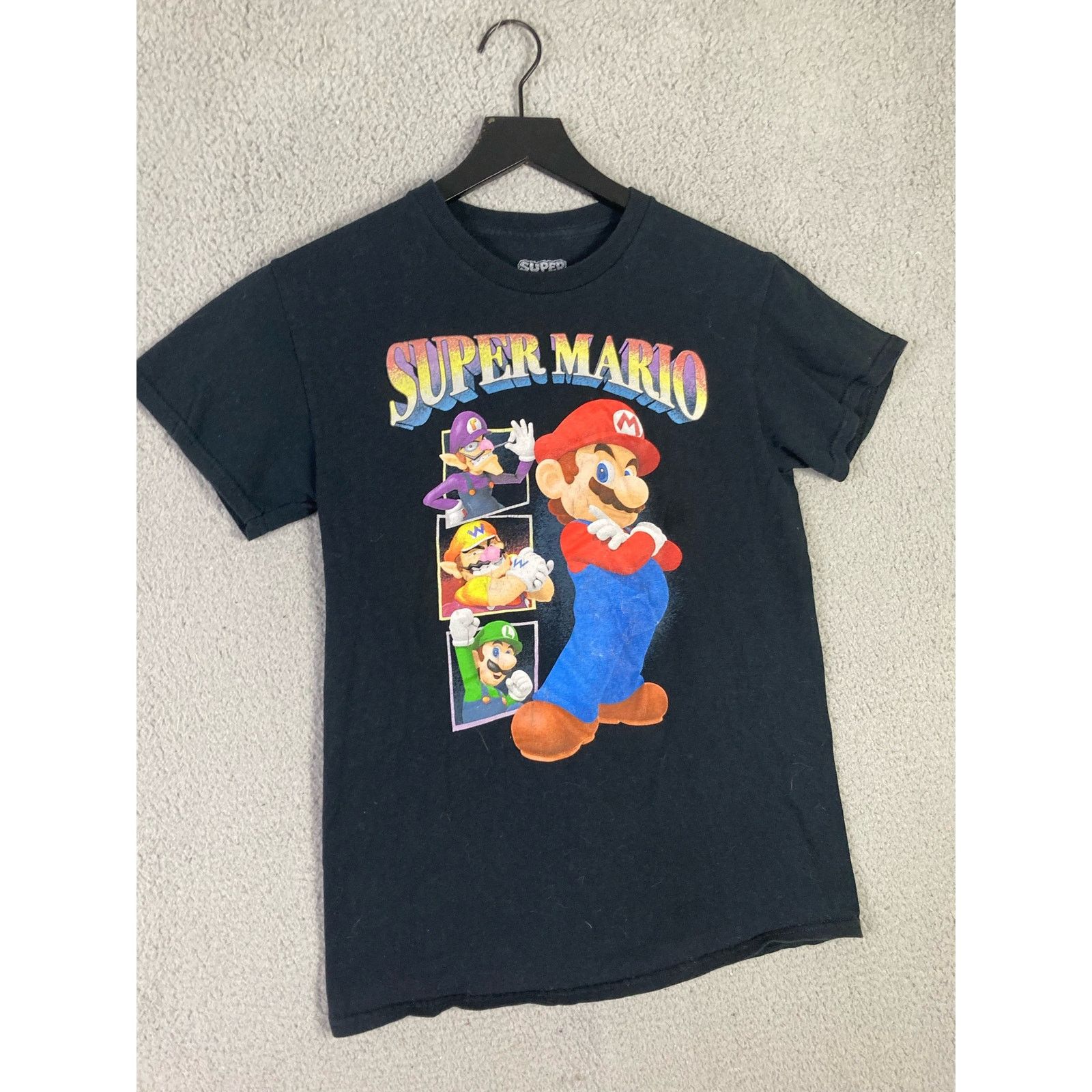 Nintendo Super Mario Bros Nintendo Men's Black Graphic T-Shirt Size S Size US S / EU 44-46 / 1 - 4 Thumbnail