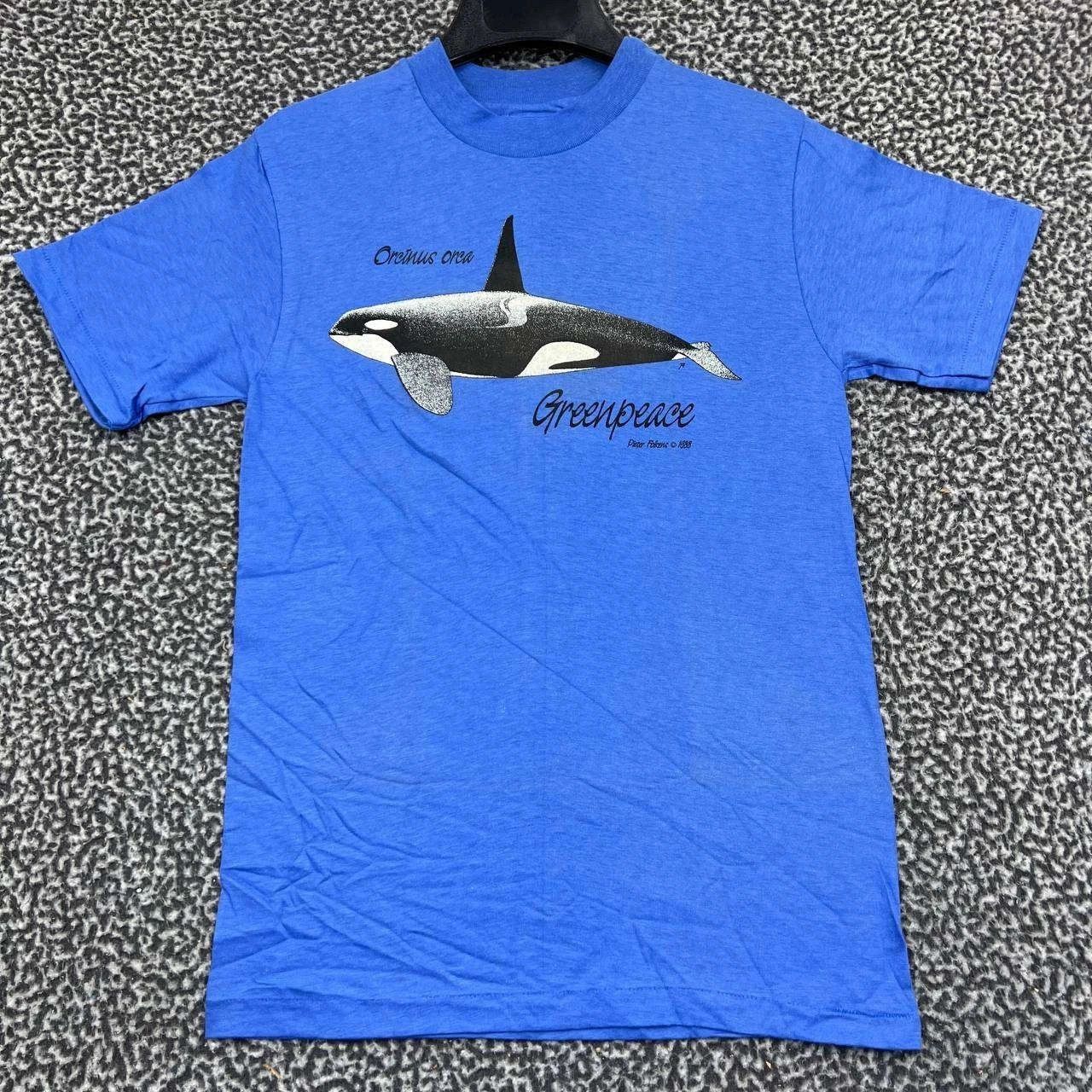 Hanes Vintage Green Peace Orcinus Orca Shirt Men S Hanes Deadstock Size US S / EU 44-46 / 1 - 1 Thumbnail