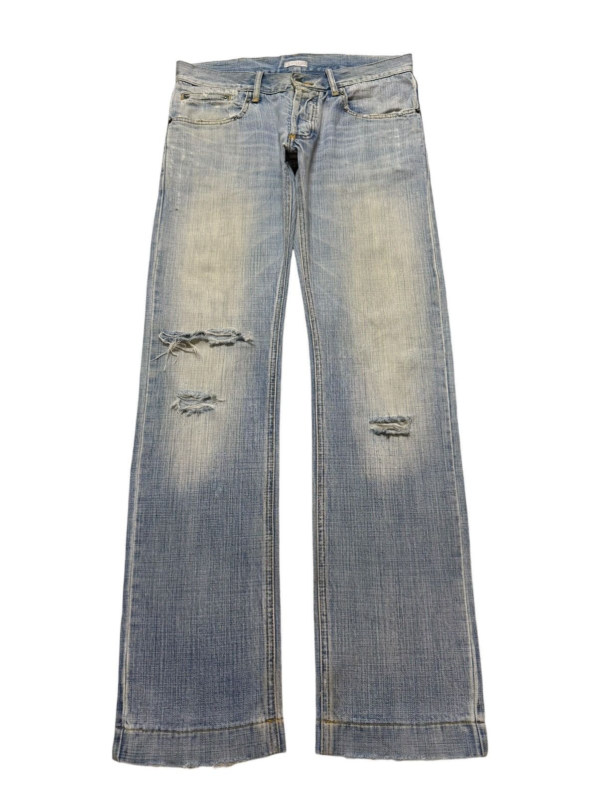 If Six Was Nine Vintage Y2K Japanese Brand Blue Mud Wash Ripped Straight Leg Size US 34 / EU 50 - 1 Thumbnail