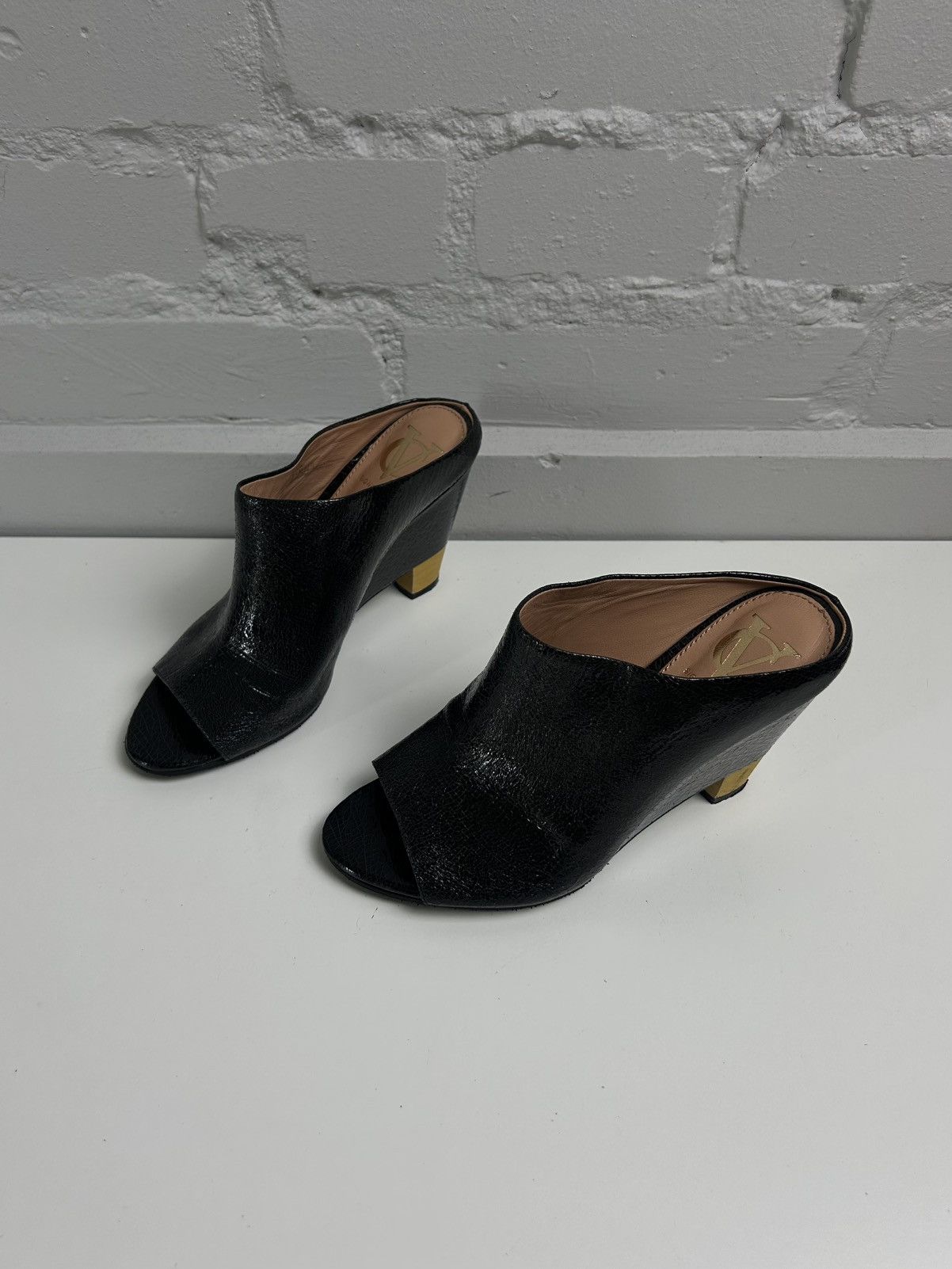 Other Italian vintage leather waxed wedge platform mules Size US 7.5 / IT 37.5 - 7 Thumbnail