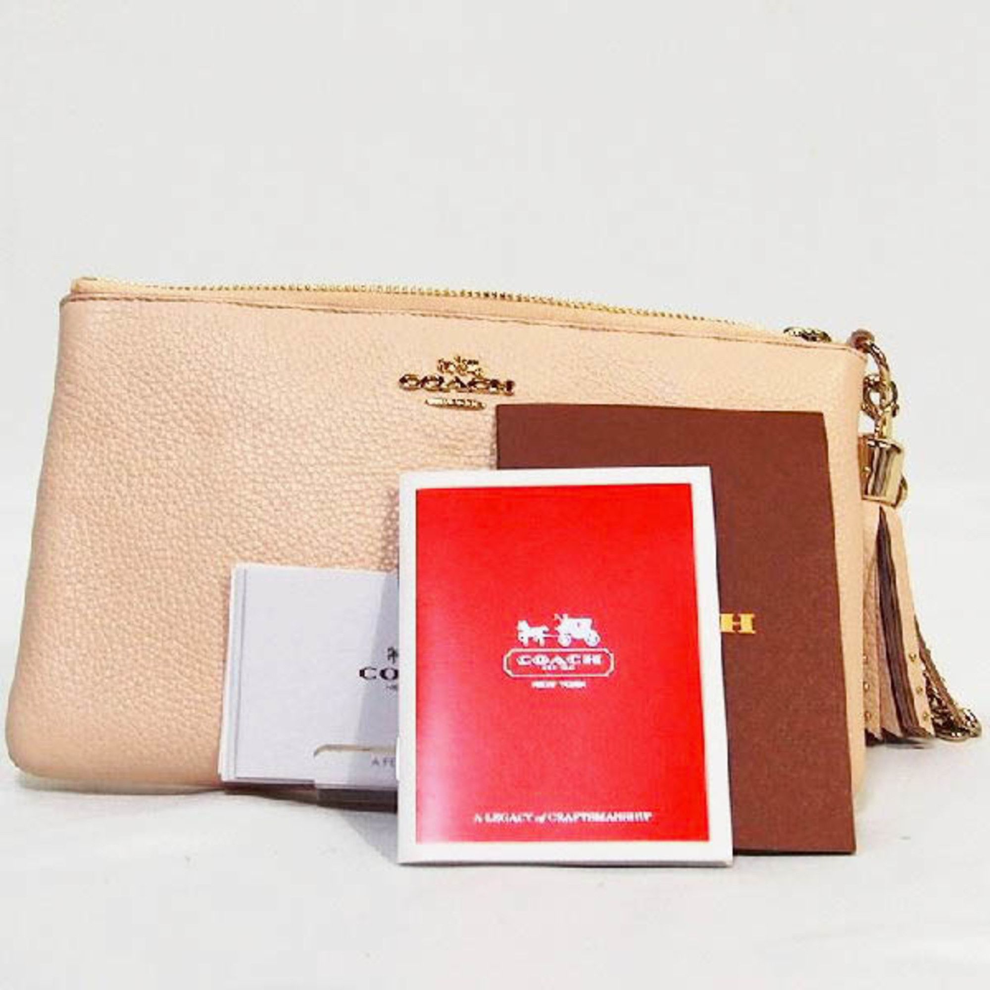 image of Coach Accessory Pouch Mini Bag Gold Chain Prairie Zip Wristlet Polished Pebble Leather Coach, Women