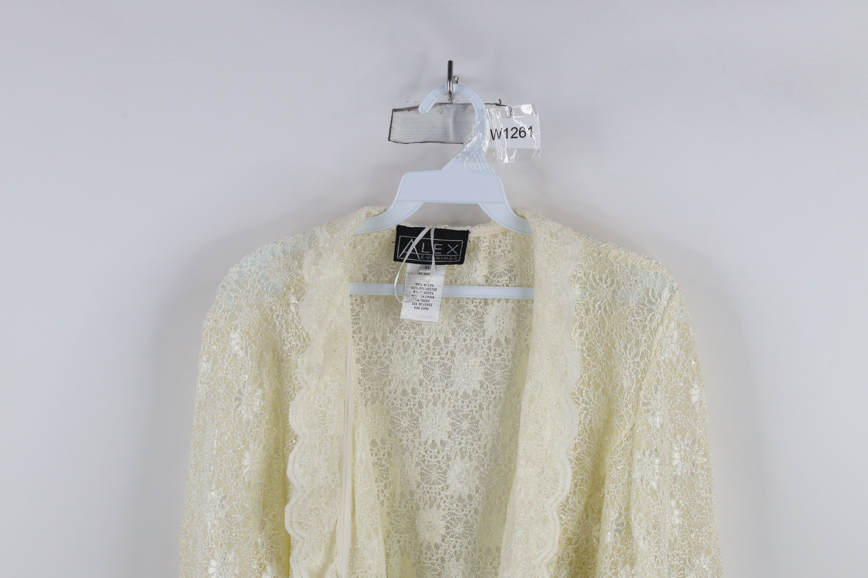 Vintage Vintage 90s Y2K Babydoll Lace Flower Open Front Jacket Top Size XL / US 12-14 / IT 48-50 - 2 Thumbnail