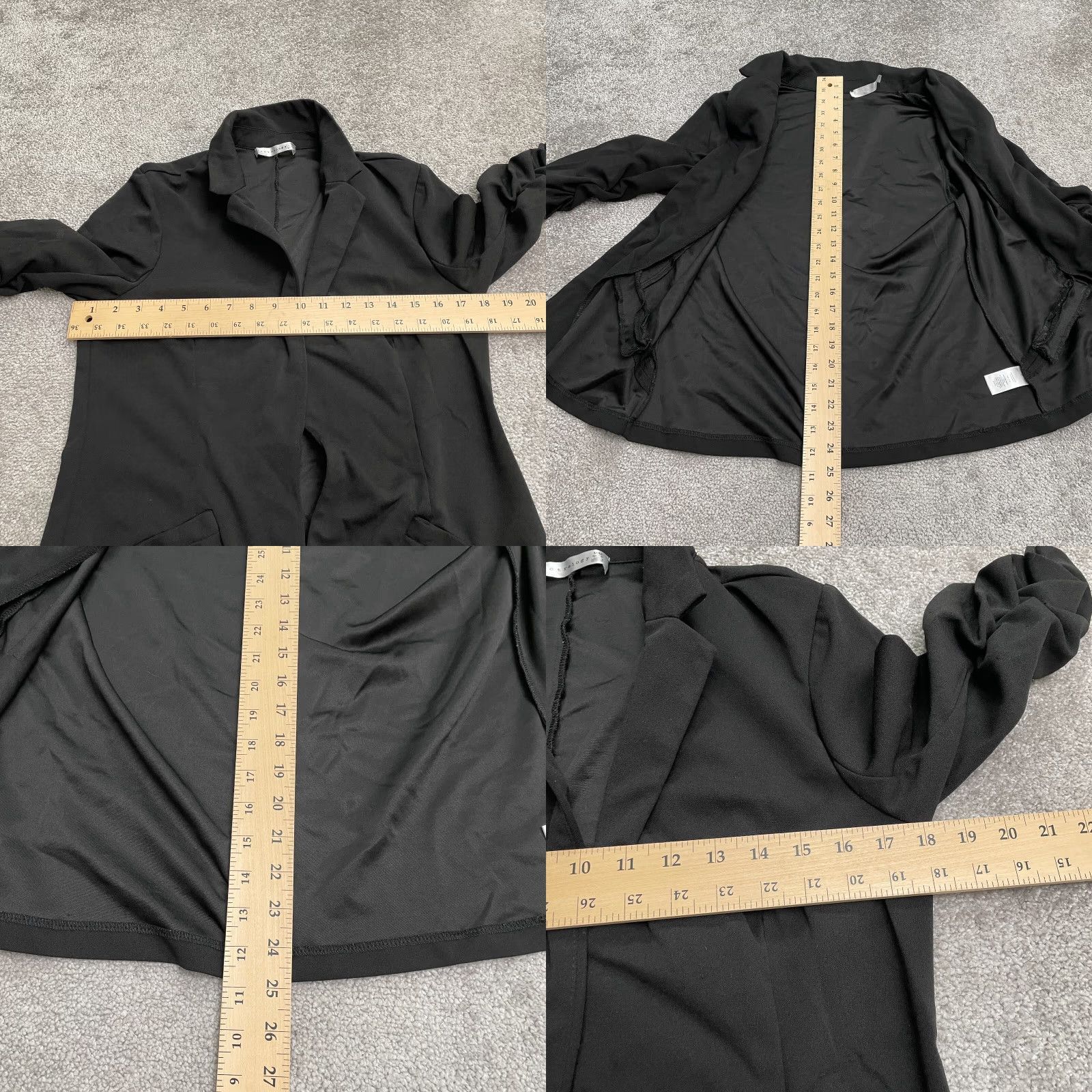 Vintage Retrology Blazer Jacket Womens Medium Black Ruched Sleeve Open 3/4 Sleeve Casual Workwear Solid Size M / US 6-8 / IT 42-44 - 8 Thumbnail
