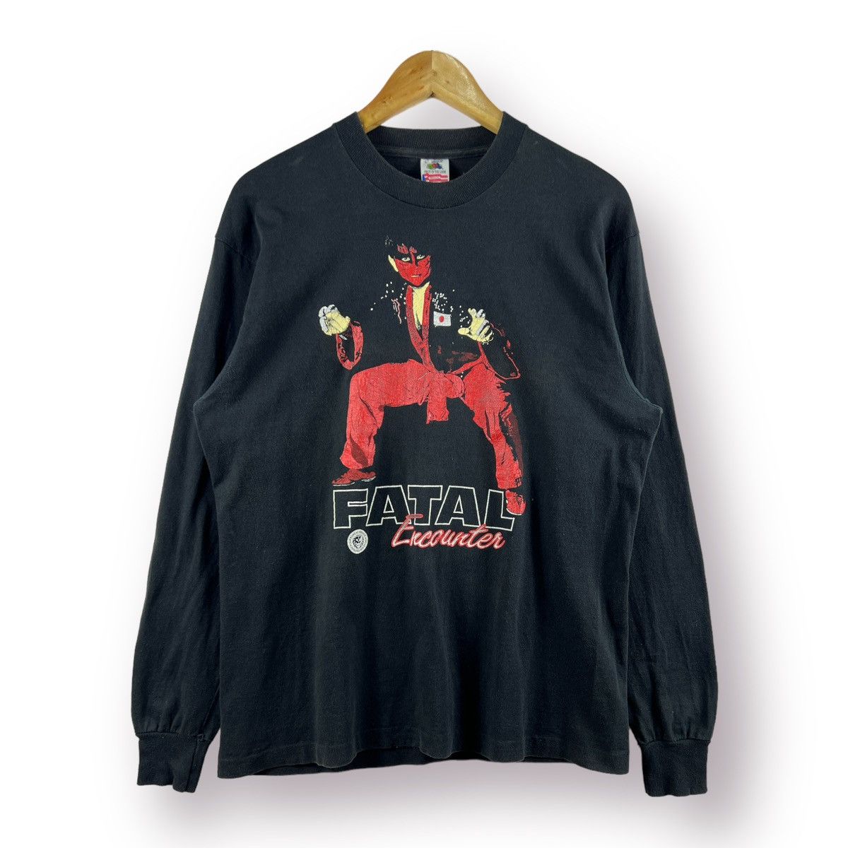 image of Vintage Fatal Encounter Wwf Japan Pro-Wrestling Longsleeve in Black, Men's (Size Medium)