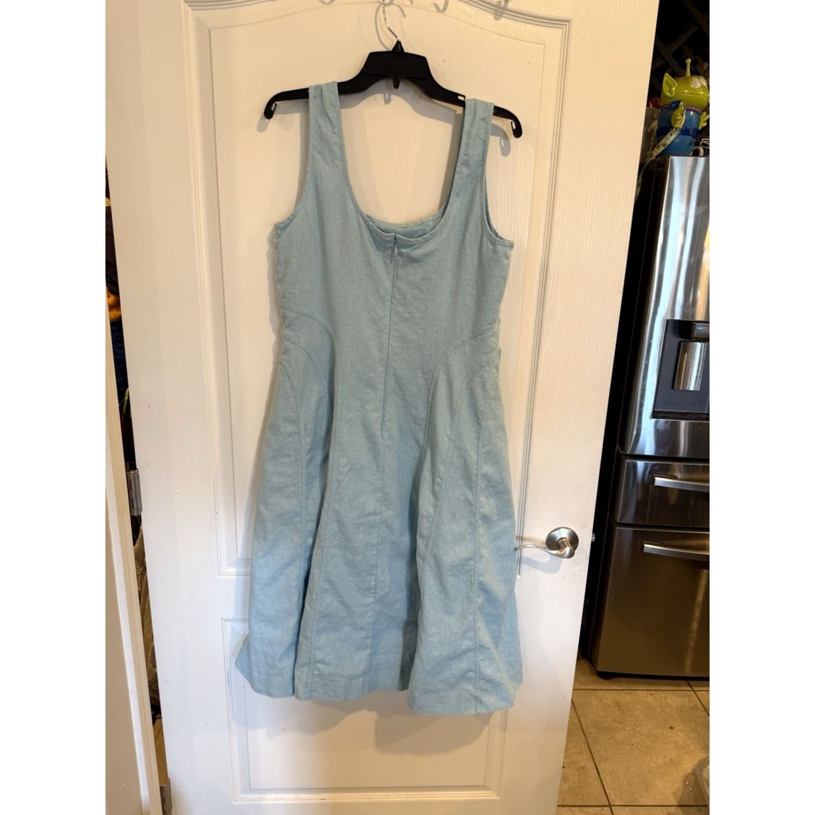 House of Harlow VINTAGE House of Harlow 1960 x Revolve blue Linen blend Square Neck Midi Dress Large Women Sleeveless Square Neck Midi Dress Womens L Blue Size L / US 10 / IT 46 - 5 Thumbnail