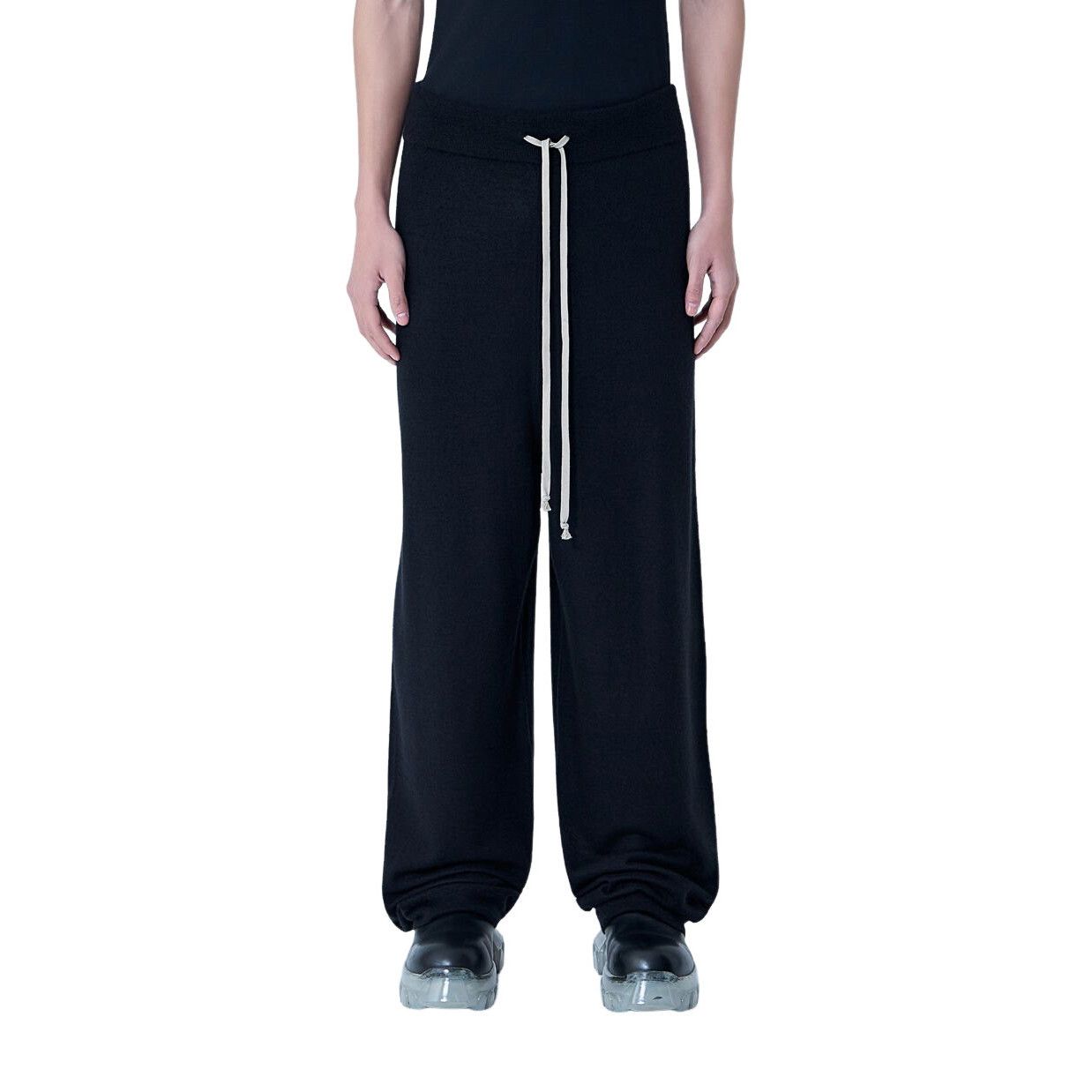 RICK OWENS Temple Drawstring Cashmere Black Pants New & Auth