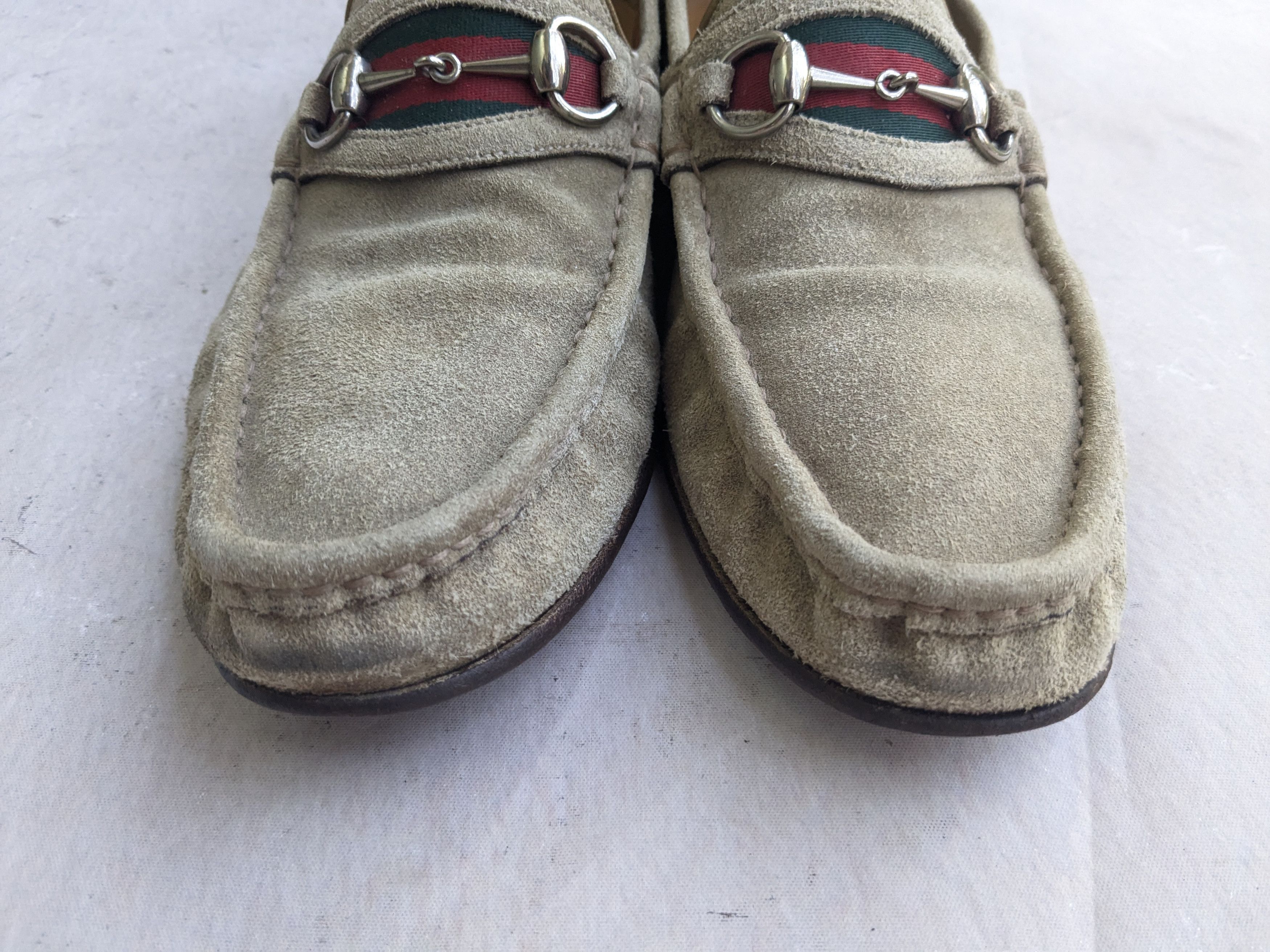 Gucci × Vintage Gucci Horsebit Loafers Beige 11 D Slip Ons Suede Size US 11 / EU 44 - 4 Thumbnail
