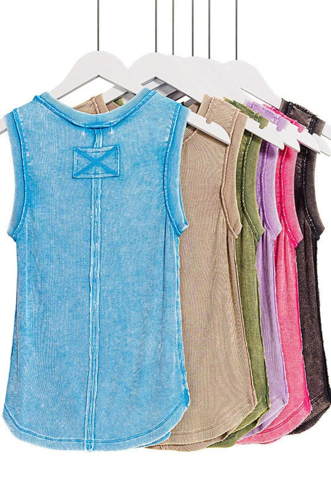 Other Washed Ribbed Tank Top with Exposed Seam Zenana Size S / US 4 / IT 40 - 3 Thumbnail