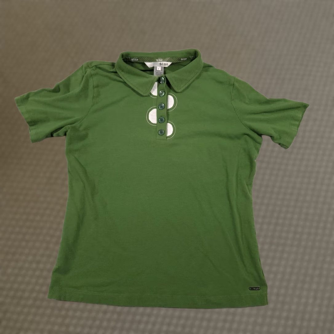 Vintage Lija Polo Shirt Womens Large Green Button Up Collar Golf Athletic Performance Shirt Size L / US 10 / IT 46 - 1 Thumbnail