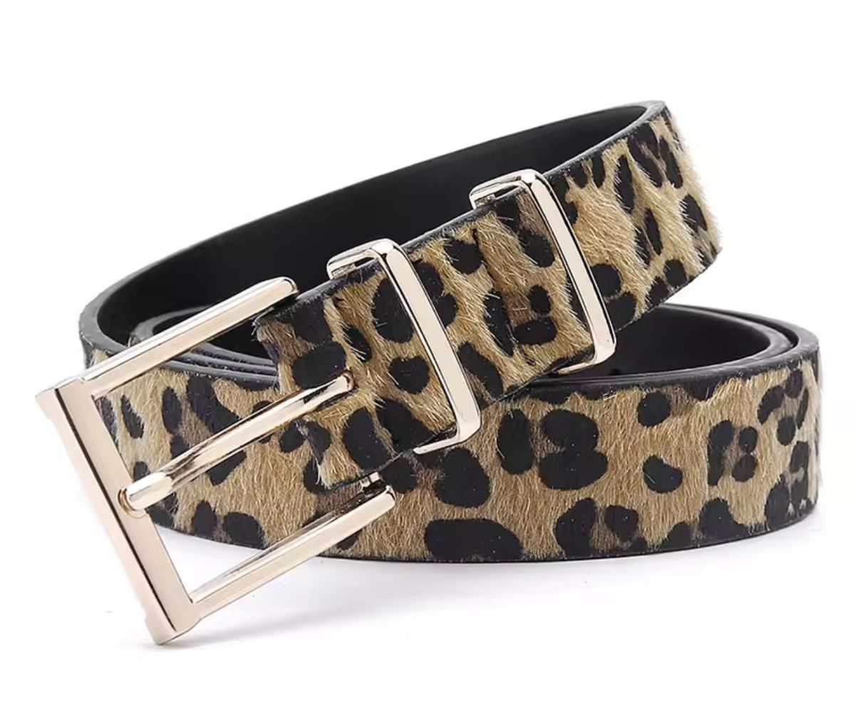 Japanese Brand 95 cm Y2k leopard cheetah print Pu leather belt Size 36 - 3 Thumbnail