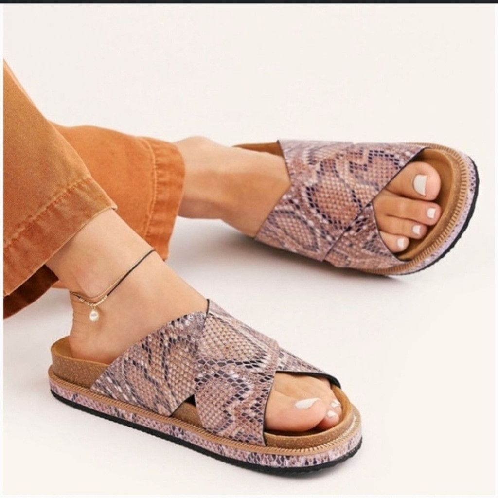 Free People NWOT Free People Sidelines Viola Faux Snakeskin Sandals 8.5 Size US 8.5 / IT 38.5 - 1 Thumbnail