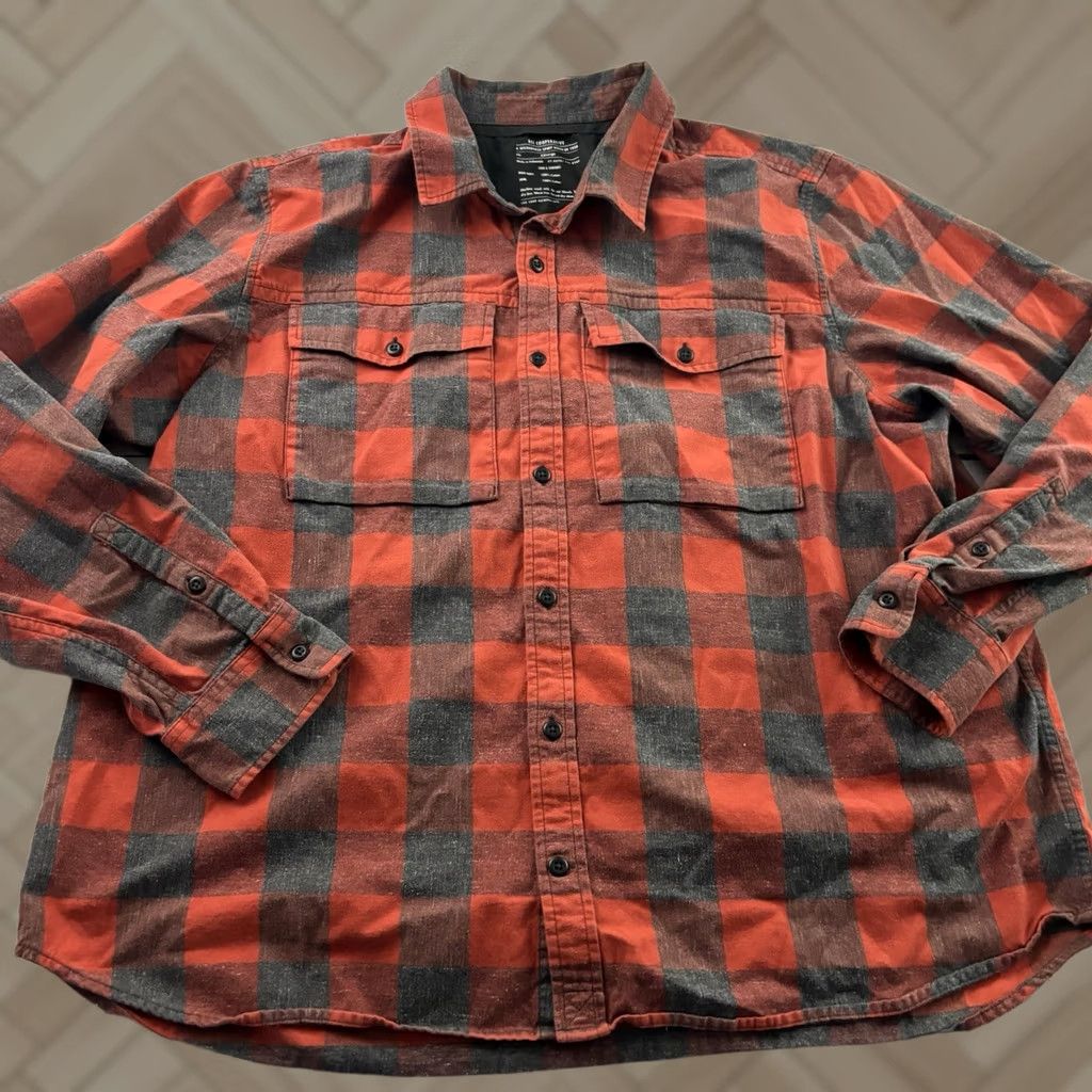 Vintage REI Plaid Long Sleeve Button-Up Heavy Flannel Shirt Men's 2XL Gray Orange Size US XXL / EU 58 / 5 - 1 Thumbnail