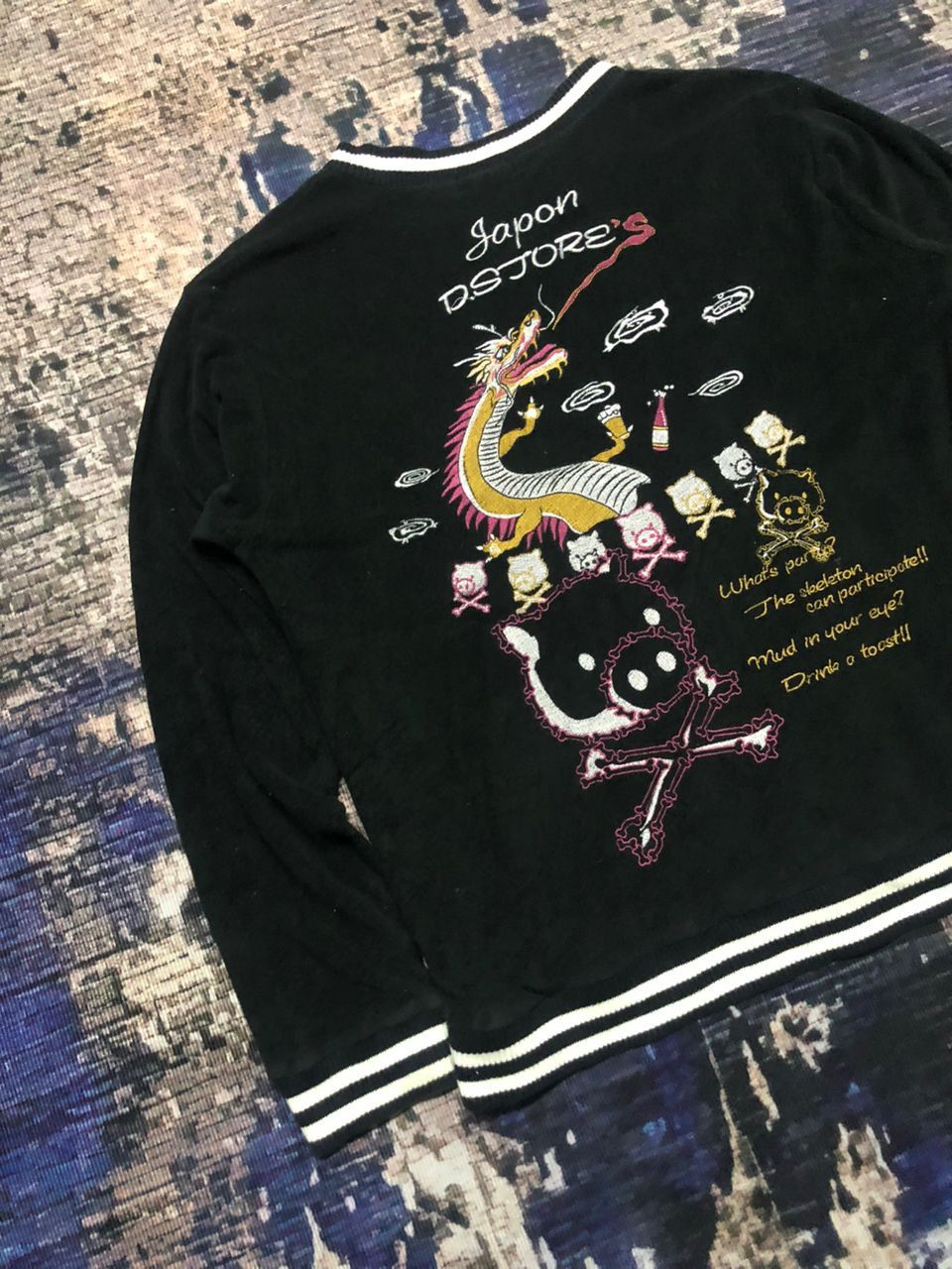 Japanese Brand Drug Store Sukajan Velvet Sweater Embroidered Print Size US M / EU 48-50 / 2 - 6 Thumbnail