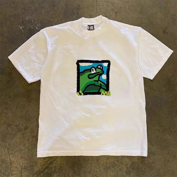 Japanese Brand VIBE Casual retro white frog print cotton t-shirt Size US M / EU 48-50 / 2 - 1 Thumbnail