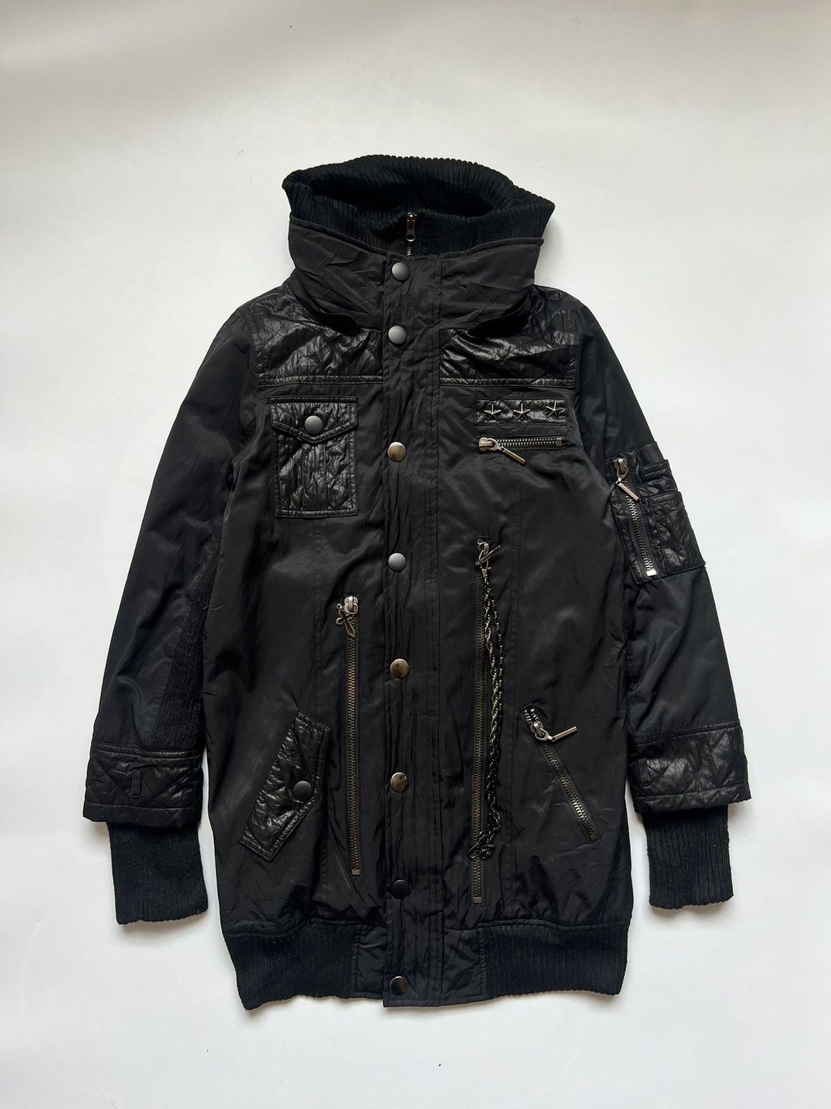 Vintage Murua Cross Zipper Chain Punk Bondage Bondage Bomber Jacket Size S / US 4 / IT 40 - 1 Thumbnail