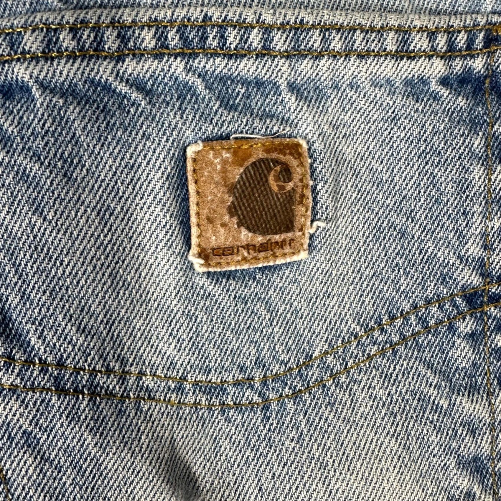 Carhartt VINTAGE Carhartt B17 DST Jeans Light Wash 38x30 USA Relaxed Tapered Leg 5-Pocket Mens Denim Blue 90s Size US 38 / EU 54 - 4 Thumbnail