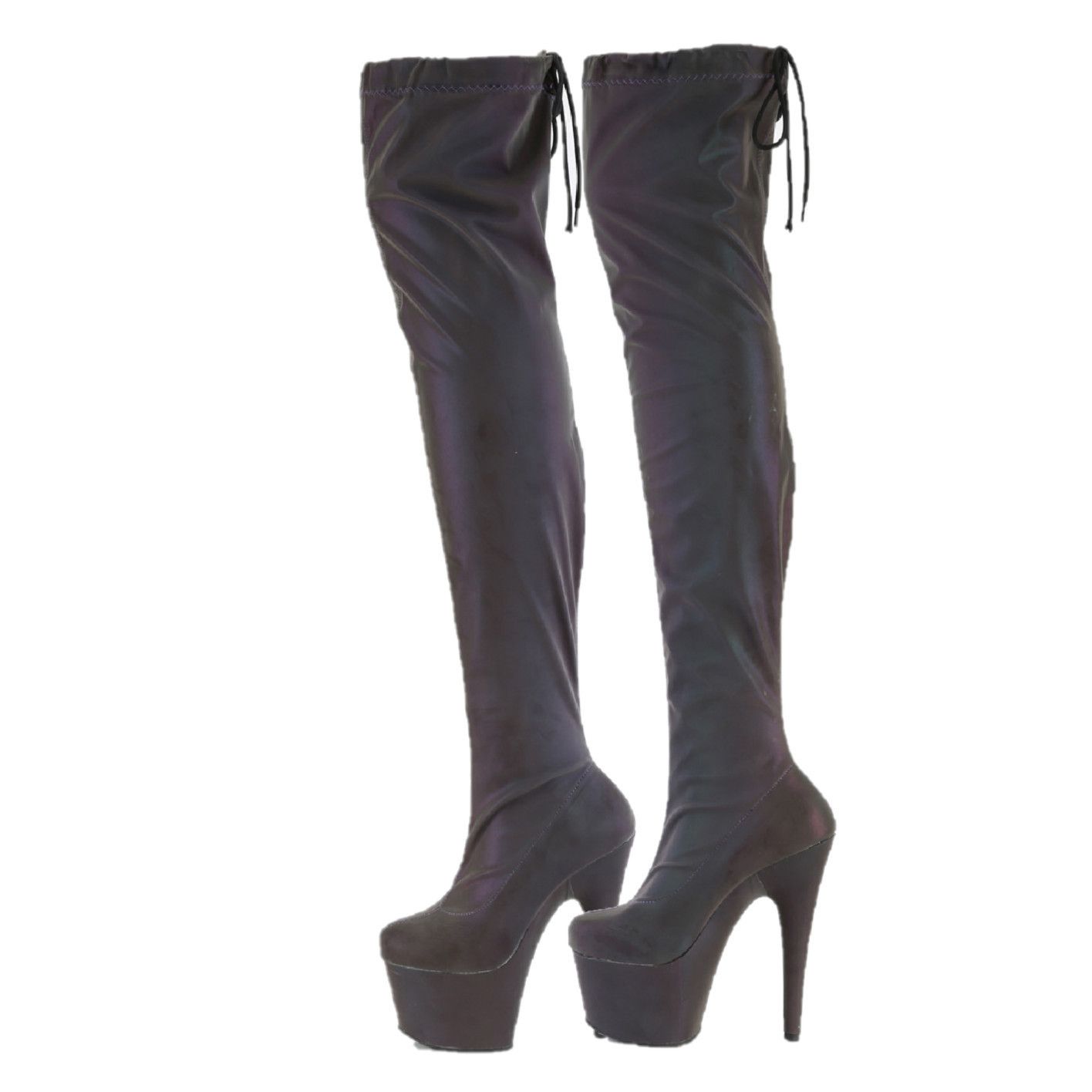 Other Pleaser Reflective Stretch Thigh High Platform 7 Inch High H Size US 9 / IT 39 - 5 Thumbnail