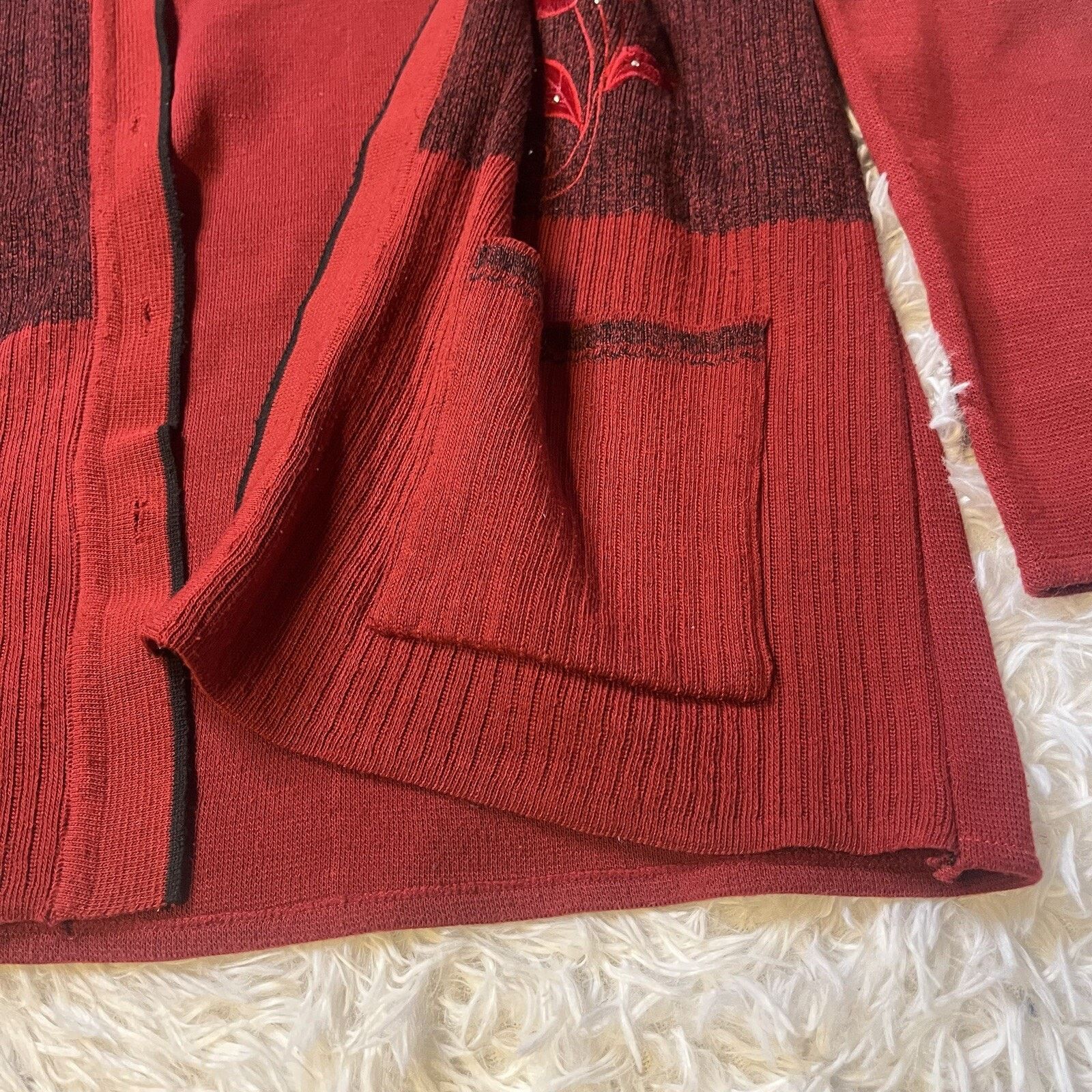Other H.L. Hualinyangmaoshan Cardigan Sweater Embroidered Red Size L / US 10 / IT 46 - 4 Thumbnail