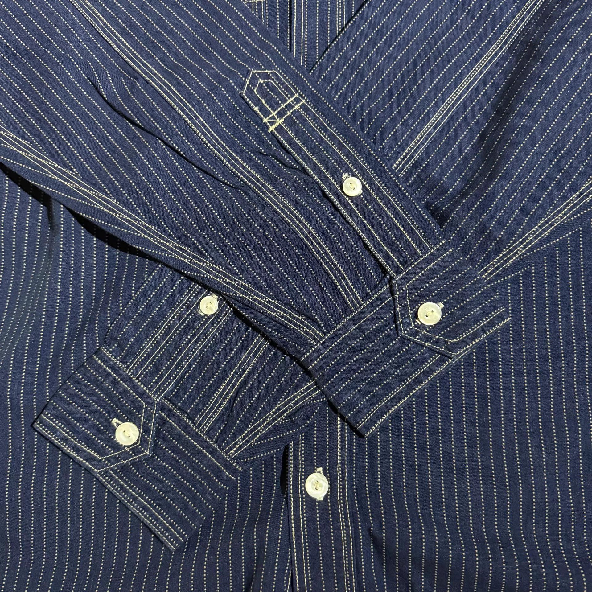 Freewheelers Freewheelers Wabash Blue Discharge Shirt 17.5 Size US XL / EU 56 / 4 - 6 Thumbnail