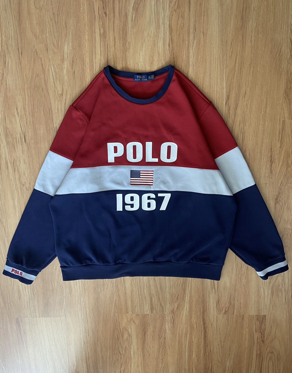 Polo Ralph Lauren Polo Ralph Lauren Colorblock Crewneck Sweatshirt USA Flag Size US XXL / EU 58 / 5 - 1 Thumbnail