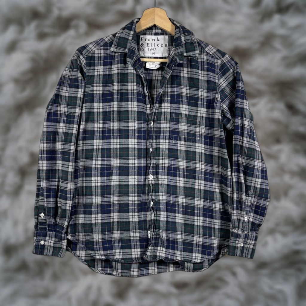 Frank & Eileen Frank & Eileen Shirt Women's XXS Plaid Green Blue Button-Up Cotton Italy Flannel Size XXS / US 00 / IT 34 - 1 Thumbnail