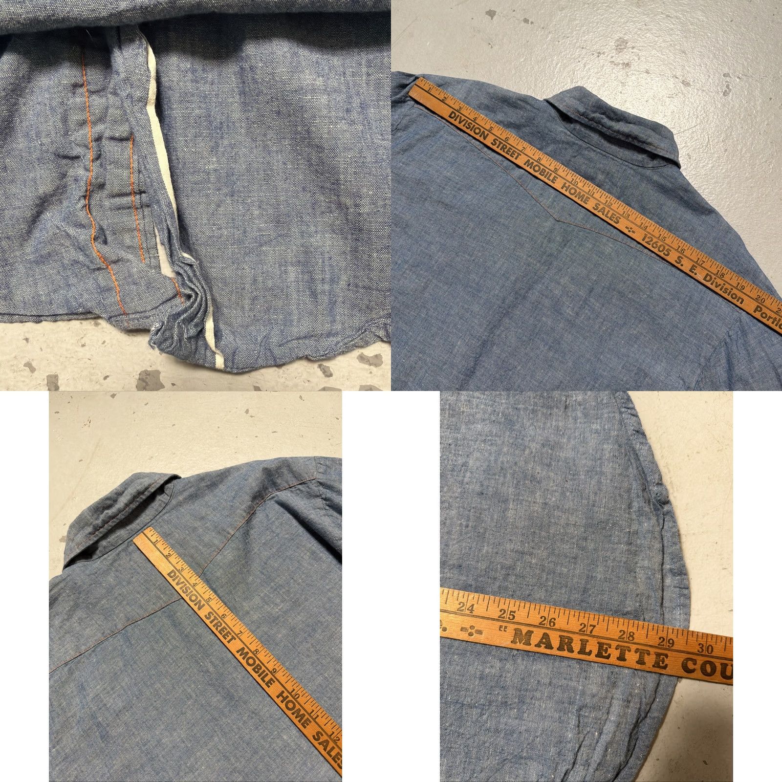 Vintage VINTAGE Big Mac Shirt Unisex Adults Long Sleeve Blues Cotton Chambray Snap Work Ranch Barn 70s Western 100% Selvedge L Size US L / EU 52-54 / 3 - 8 Thumbnail