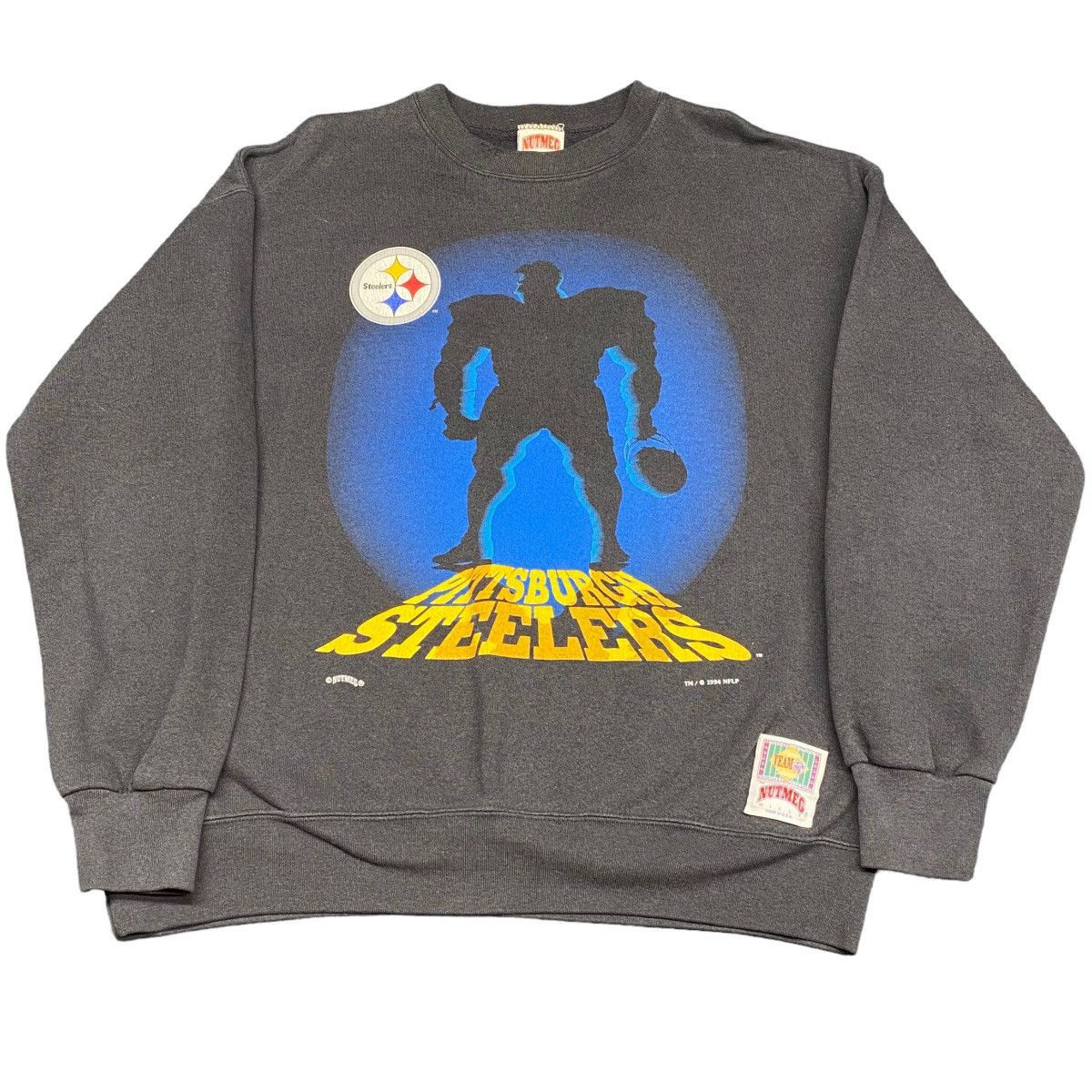 image of Nutmeg Mills x Vintage Pittsburgh Steelers Sweatshirt in Black, Men's (Size Large)