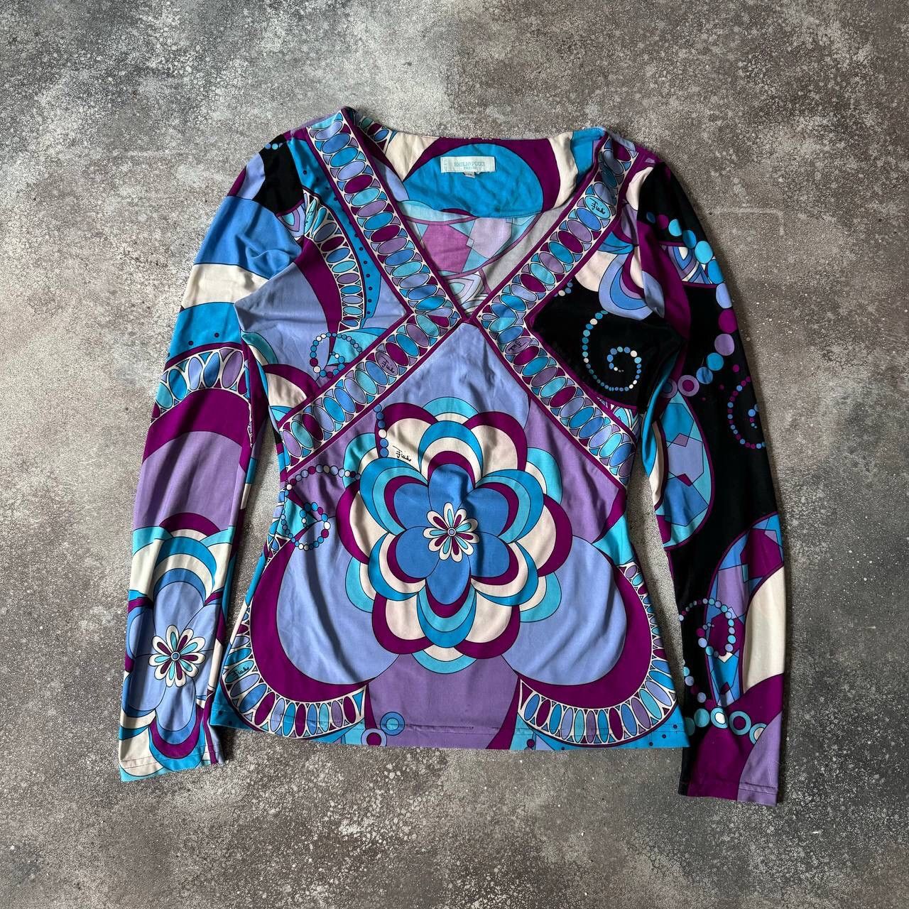 image of Archival Clothing x Emilio Pucci 90's Archive Vintage Floral Long Sleeve Blouse, Women's (Size Larg