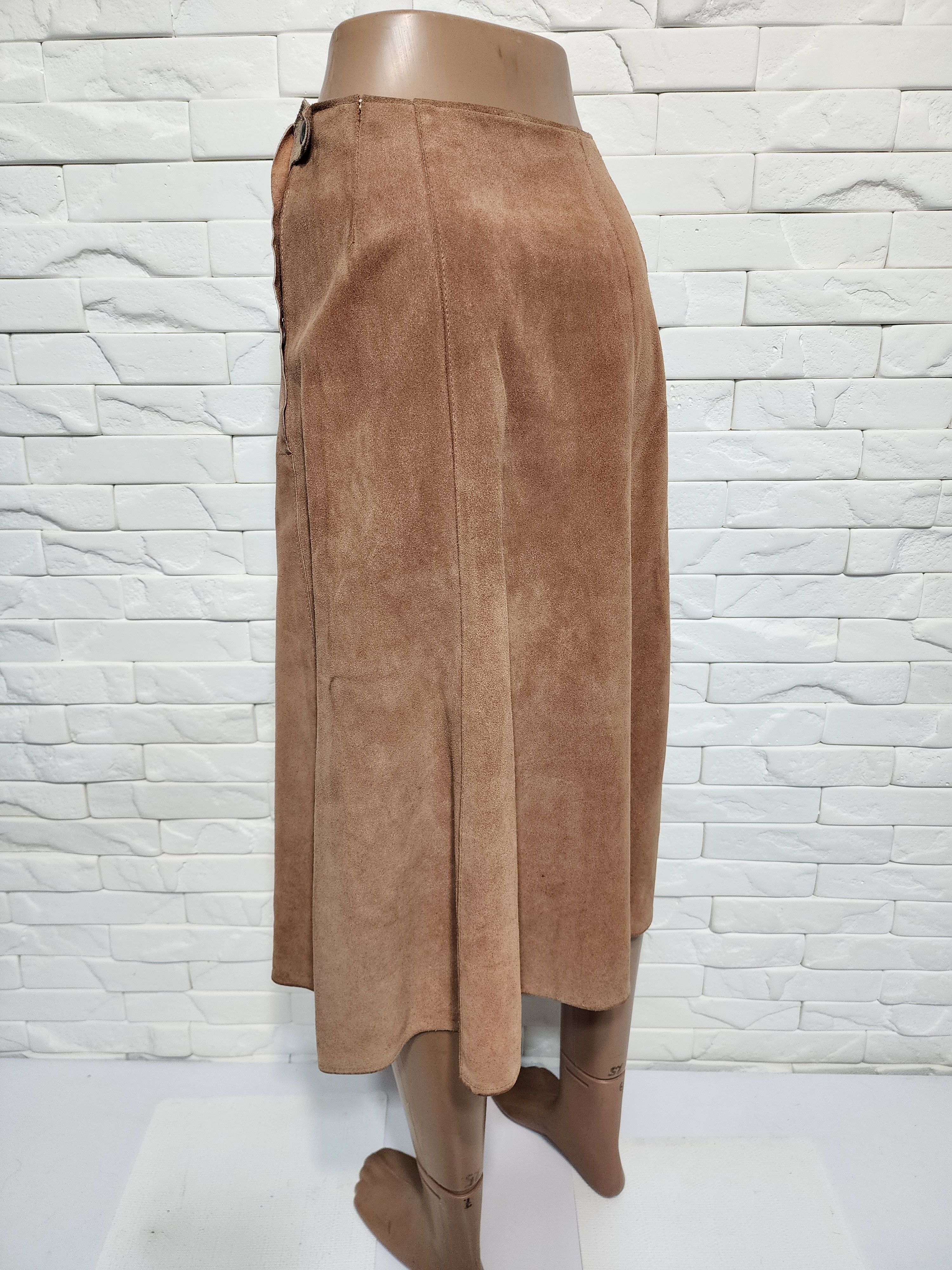 Genuine Leather Brown Suede Leather Skirt: 25" Waist Size 25" / US 0 / IT 36 - 8 Thumbnail