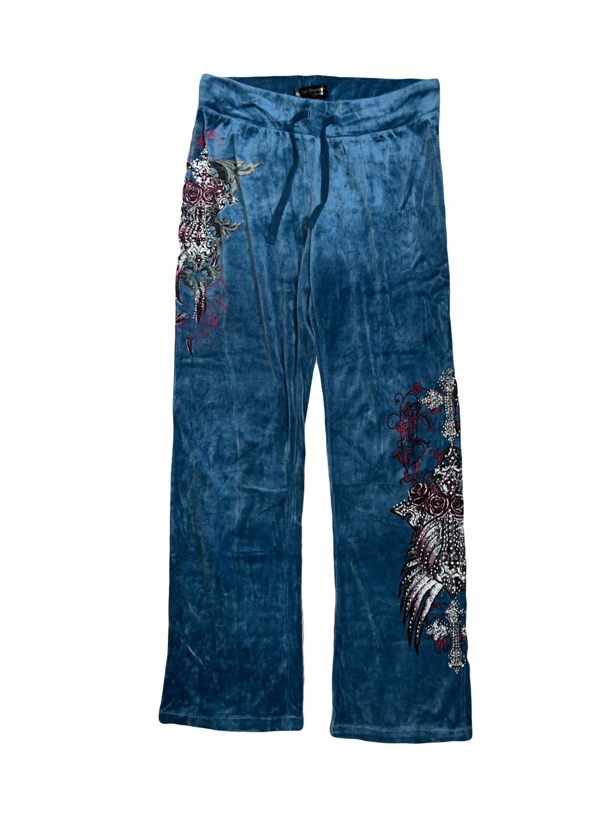 Ed Hardy Vintage Y2K cross and rose velvet pants 🥀➕ Size 26" / US 2 / IT 38 - 2 Thumbnail