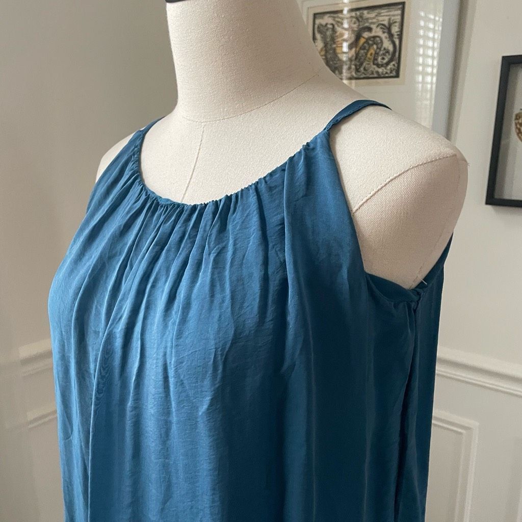 Other Gigi Moda Italy Venus Silk Maxi Dress Teal Blue M L $115 OSFM Size M / US 6-8 / IT 42-44 - 6 Thumbnail