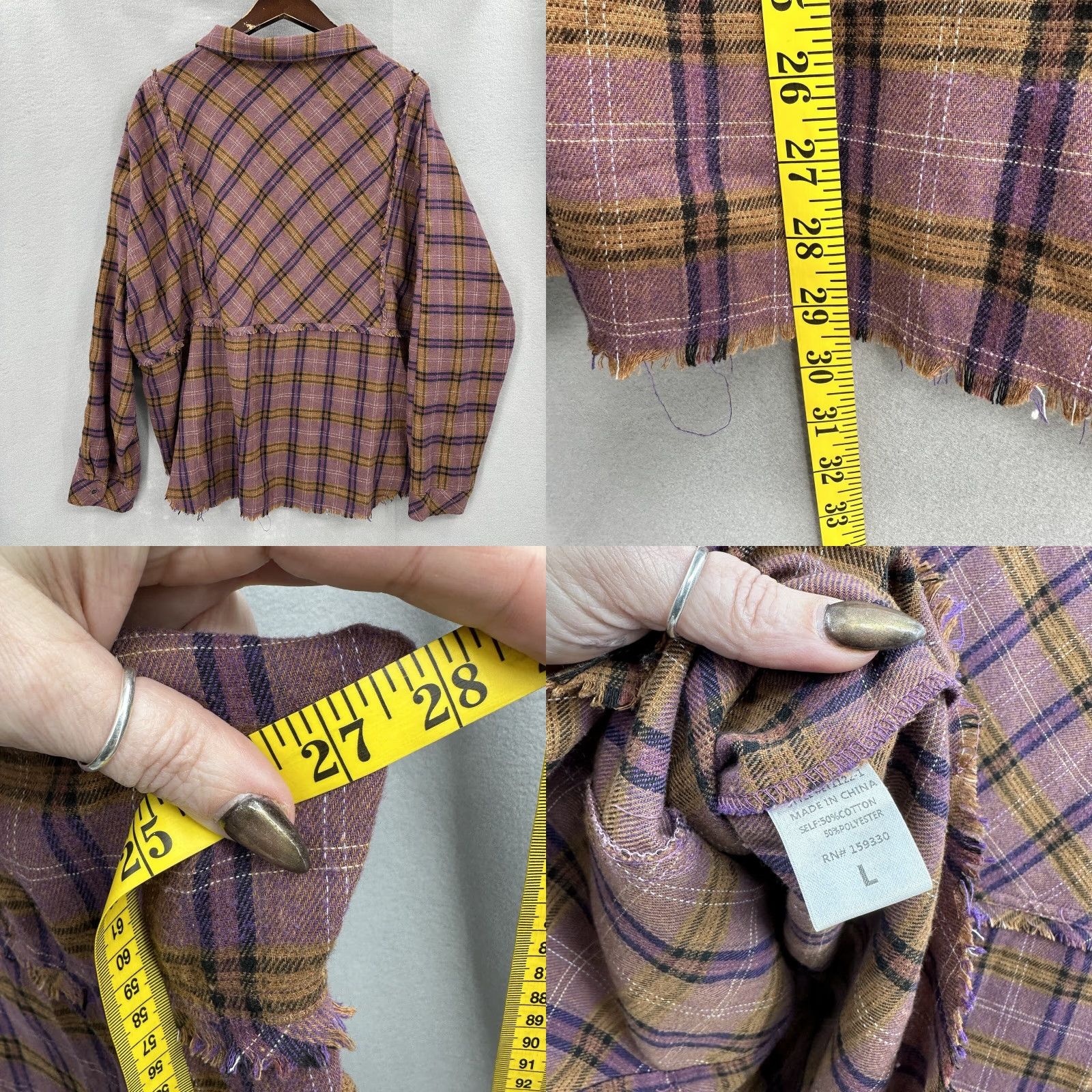 Vintage Heyson Flannel Shirt Womens Large Purple Plaid Button-Up Long Sleeve Dolman Business Casual Size L / US 10 / IT 46 - 8 Thumbnail