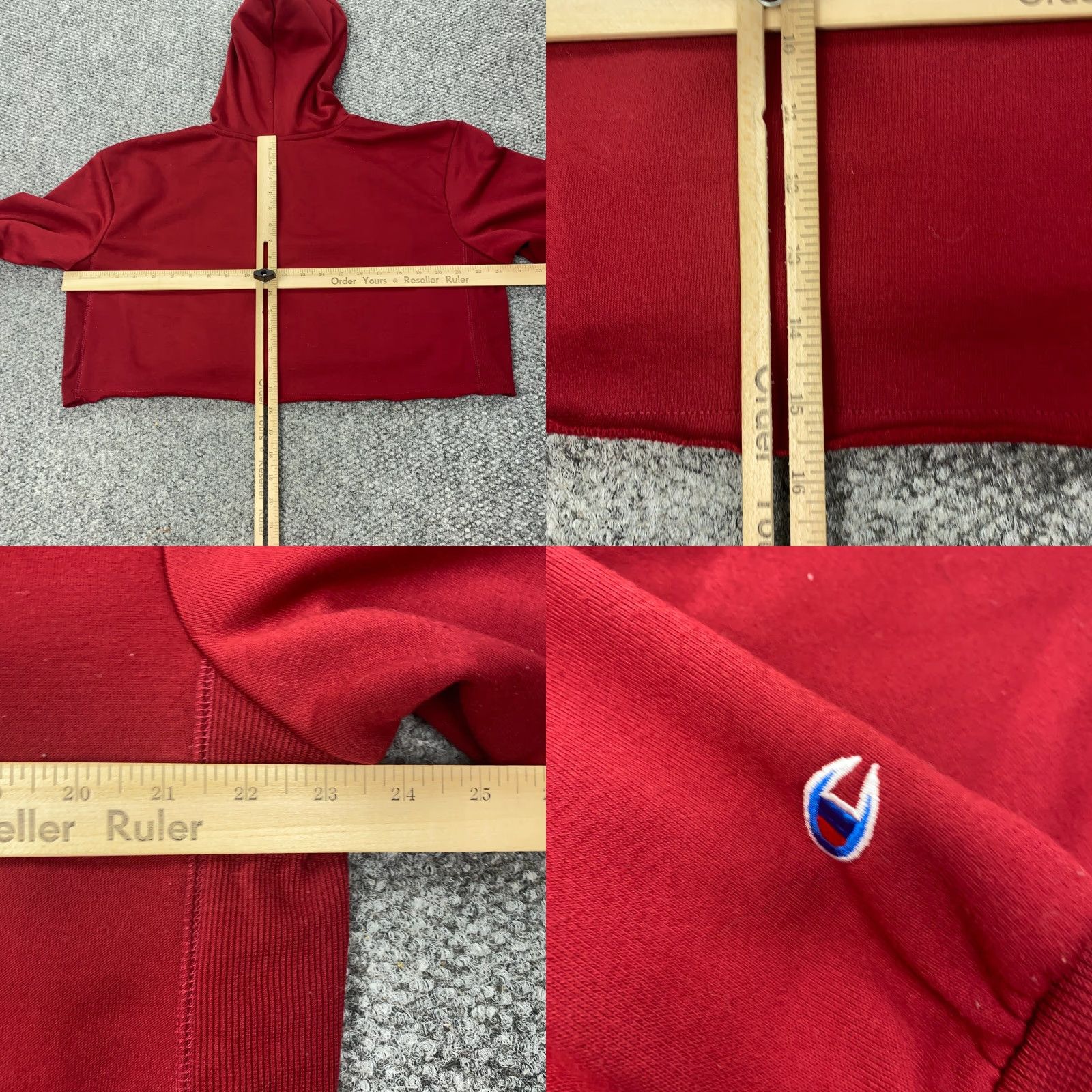 Champion Champion Hoodie Womens Medium Cropped Reverse Weave Boxy Old English Red Oversized Hooded Pullover Size M / US 6-8 / IT 42-44 - 8 Thumbnail